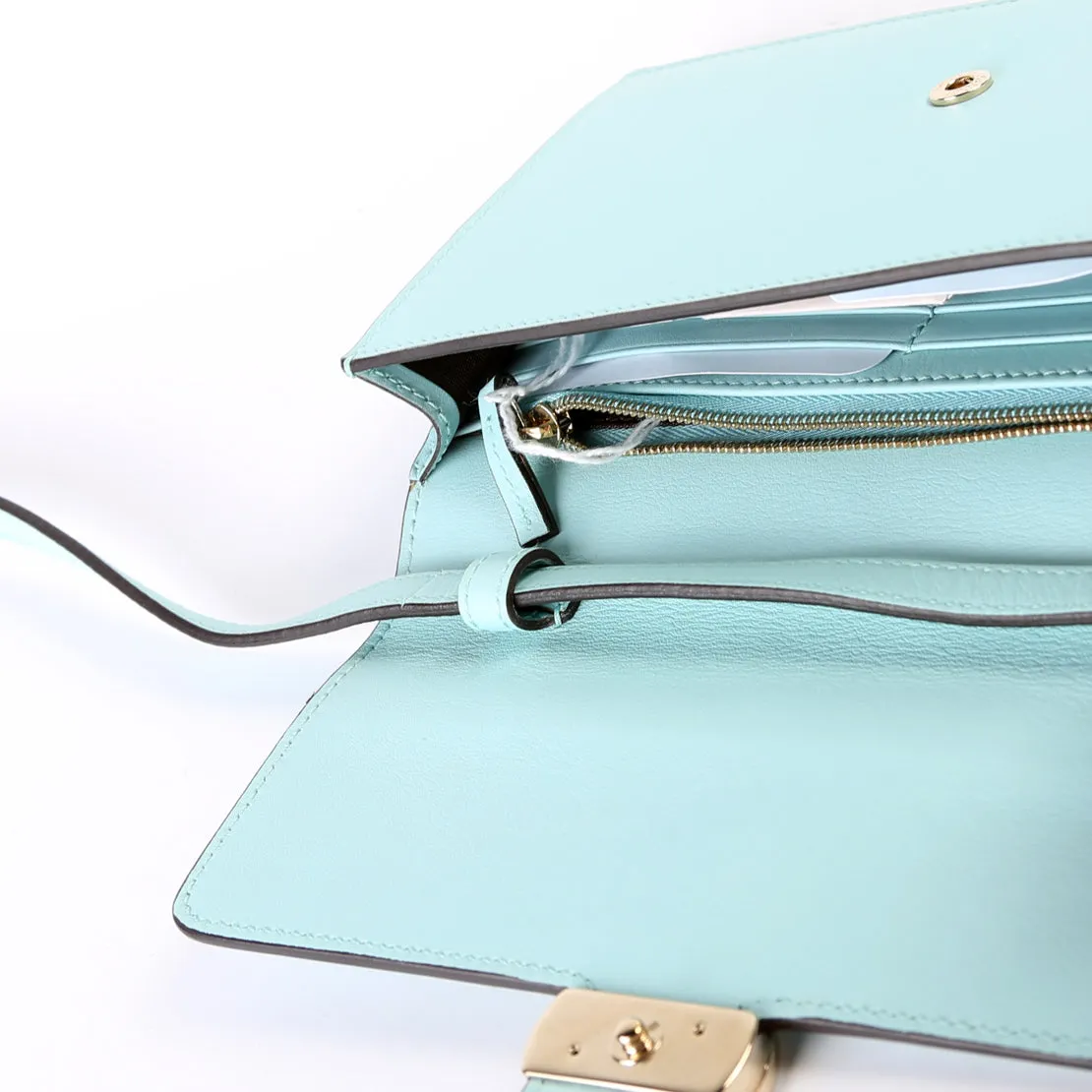 369664 Interlocking G Calfskin Leather Icon Wallet Crossbody Blue