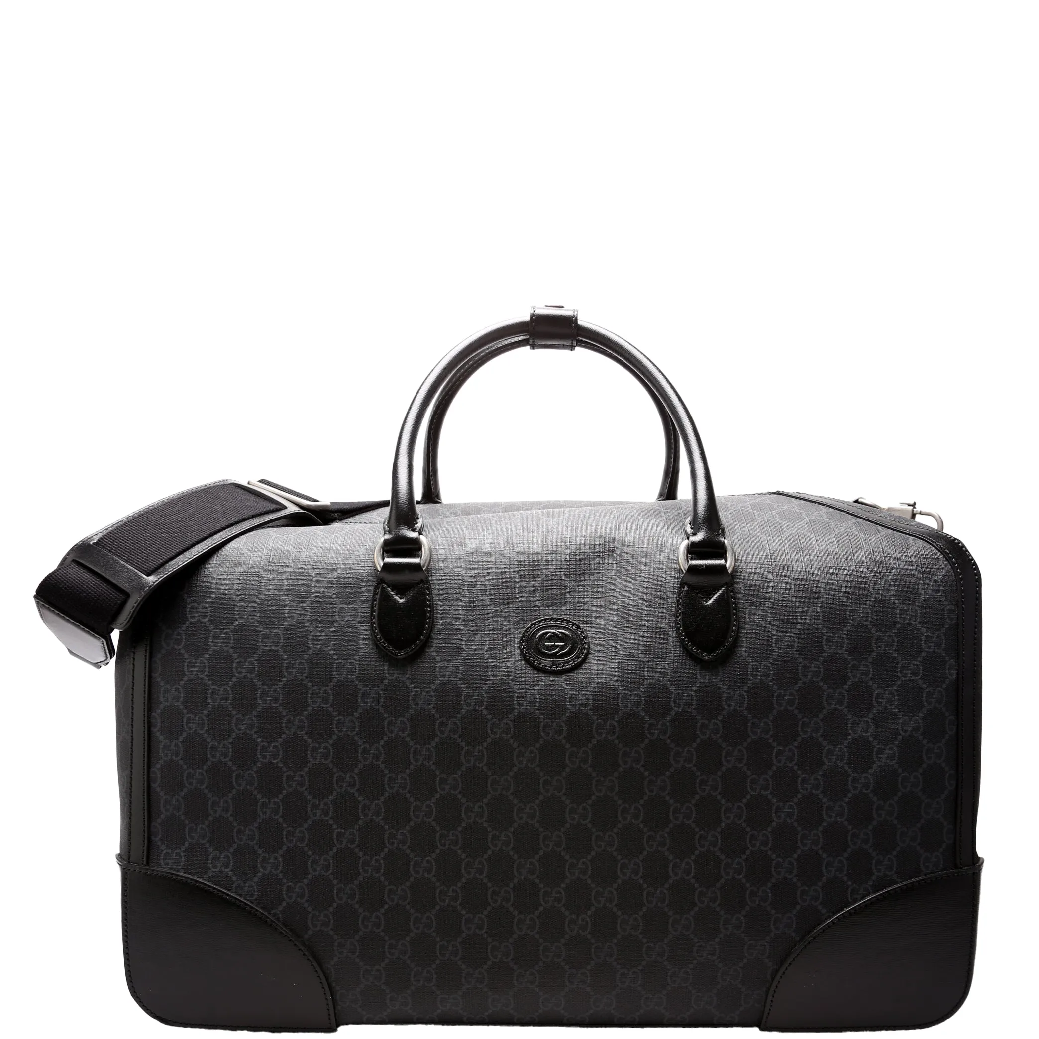 696015 GG Supreme Interlocking G Large Duffle Bag Black