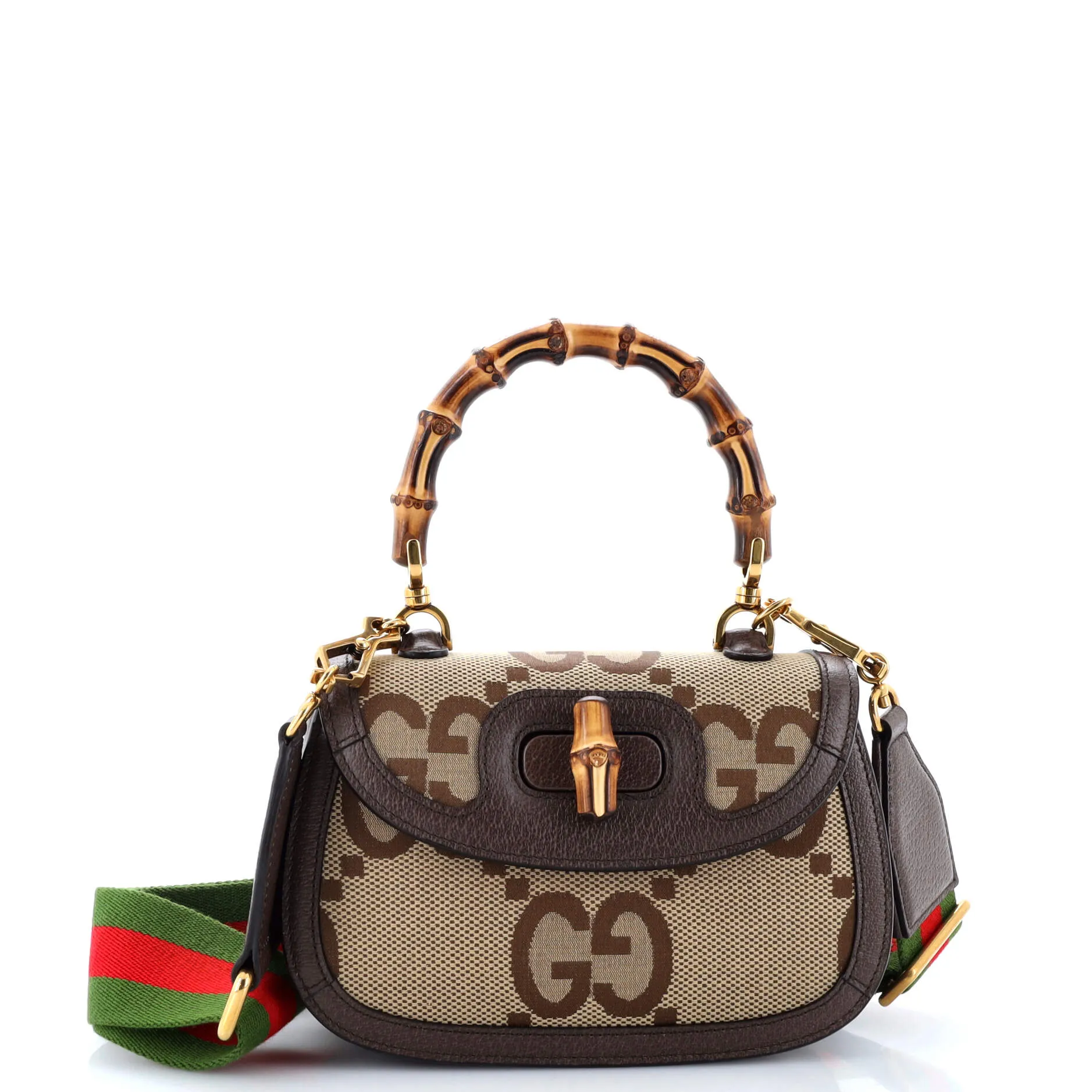 Bamboo 1947 Top Handle Bag Jumbo GG Canvas Small