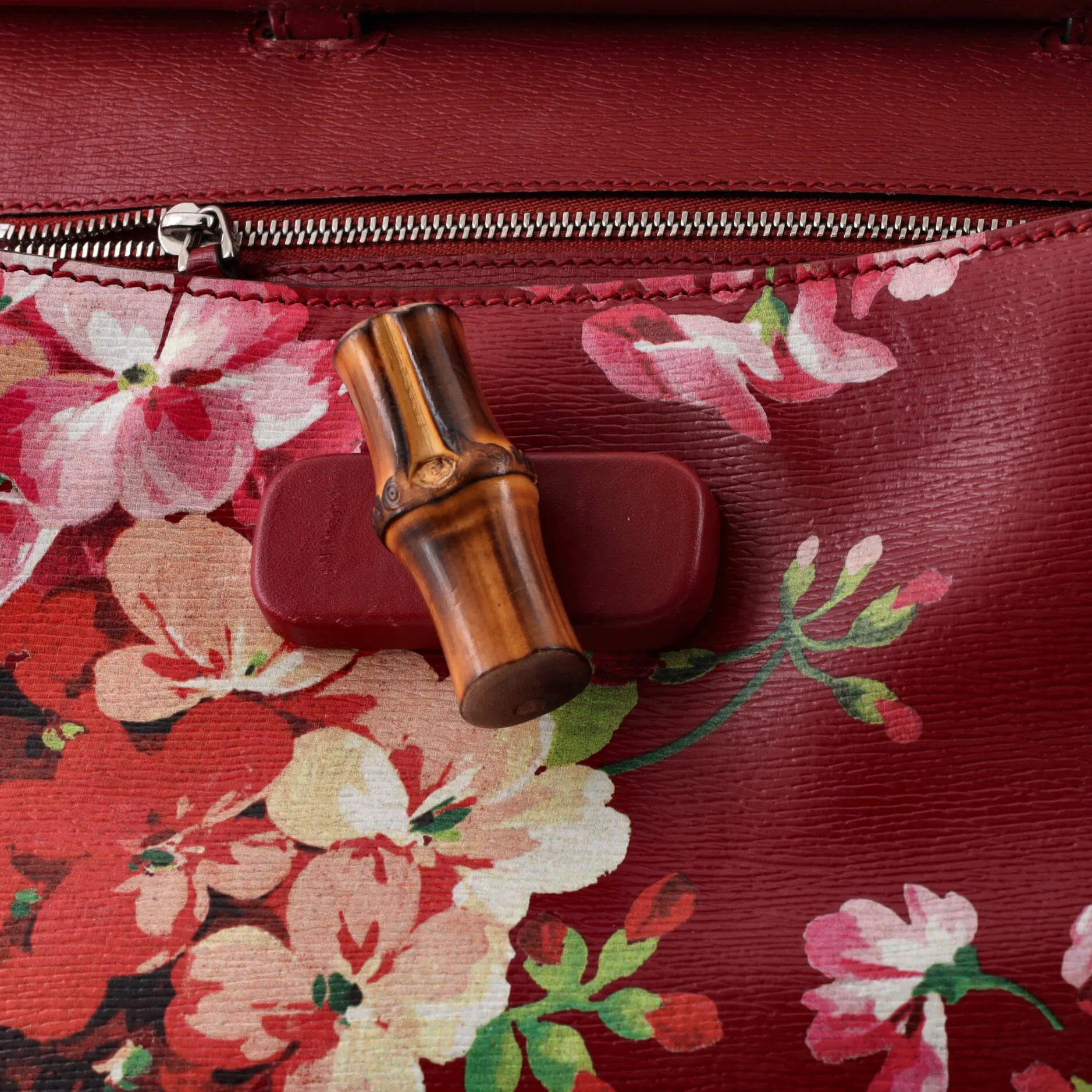 Bamboo Daily Top Handle Bag Blooms Print Leather Small