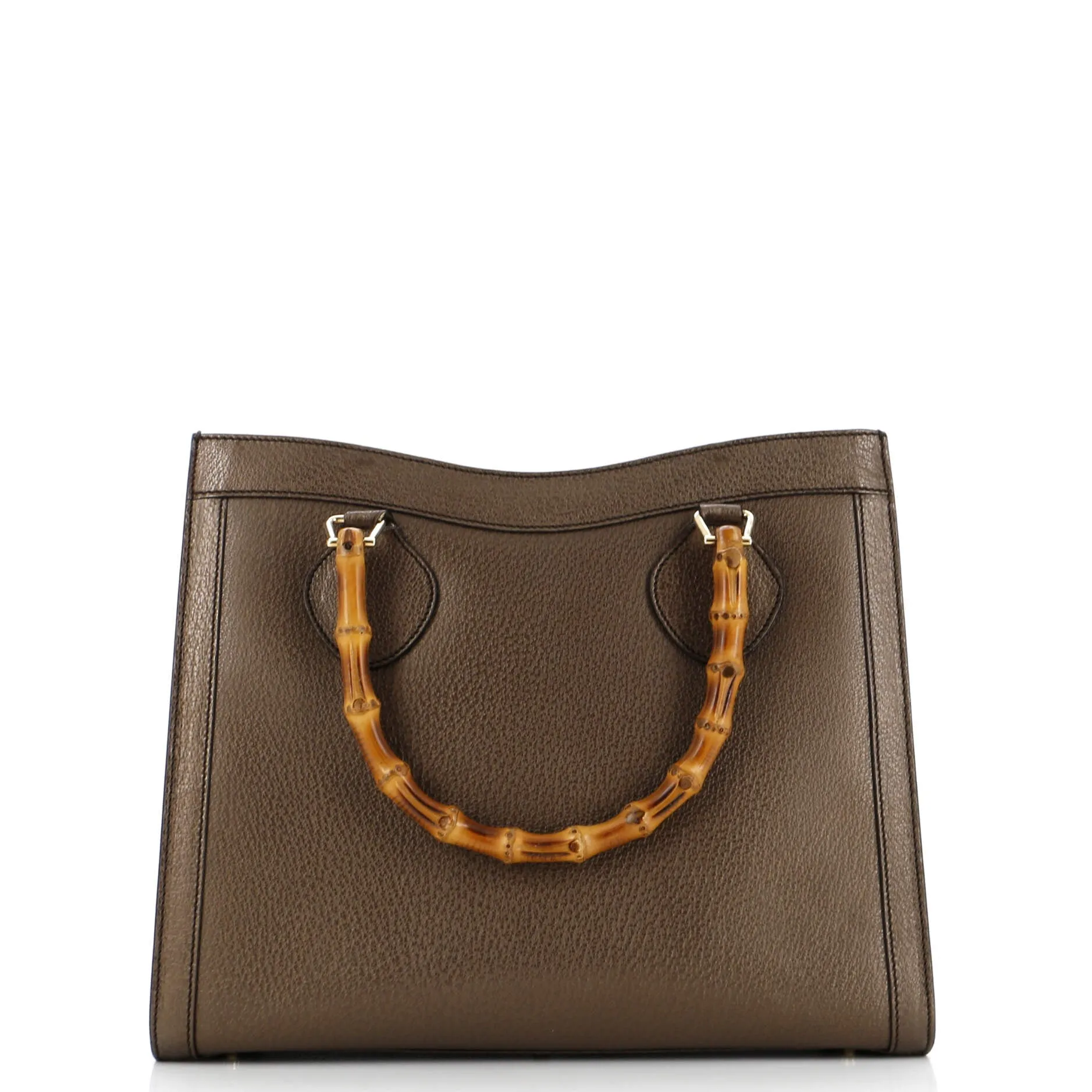 Bamboo Handle Tote Leather Large