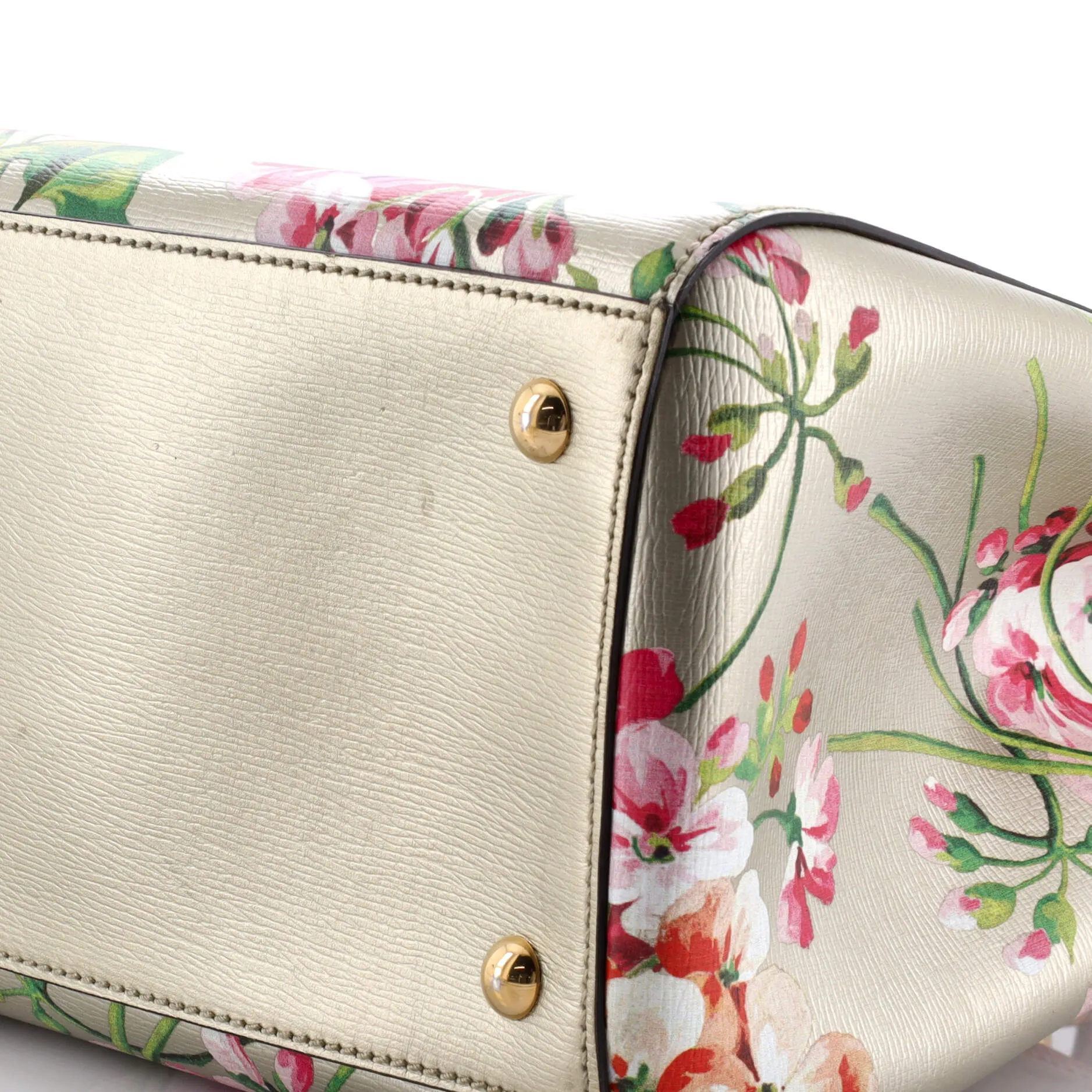 Bamboo Shopper Tote Blooms Print Leather Medium