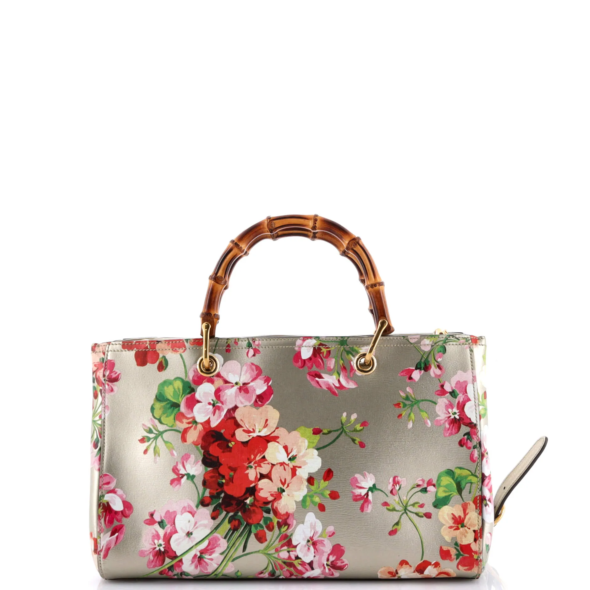 Bamboo Shopper Tote Blooms Print Leather Medium