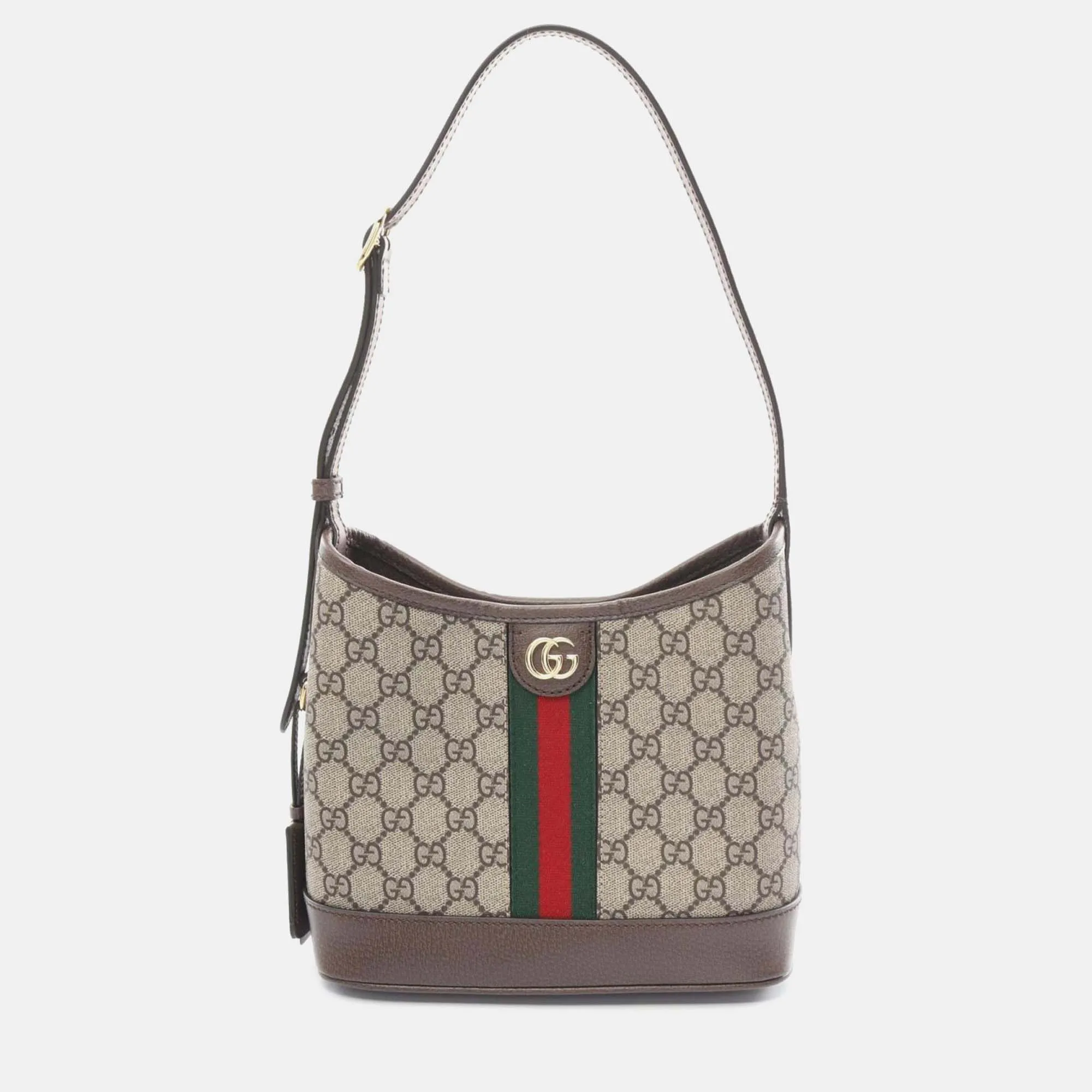 Beige Brown Multicolor Coated Canvas Leather Ophidia GG Supreme Small Shoulder Bag