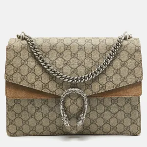 Beige GG Supreme Canvas and Suede Medium Dionysus Shoulder Bag