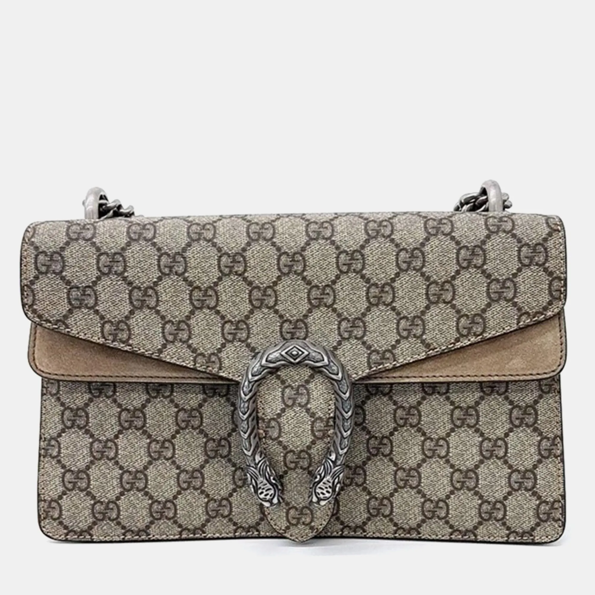 Beige GG Supreme Canvas and Suede Small Dionysus Shoulder Bag