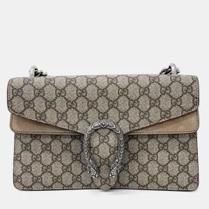 Beige GG Supreme Canvas and Suede Small Dionysus Shoulder Bag