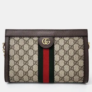Beige GG Supreme Canvas Ophidia Shoulder Bag