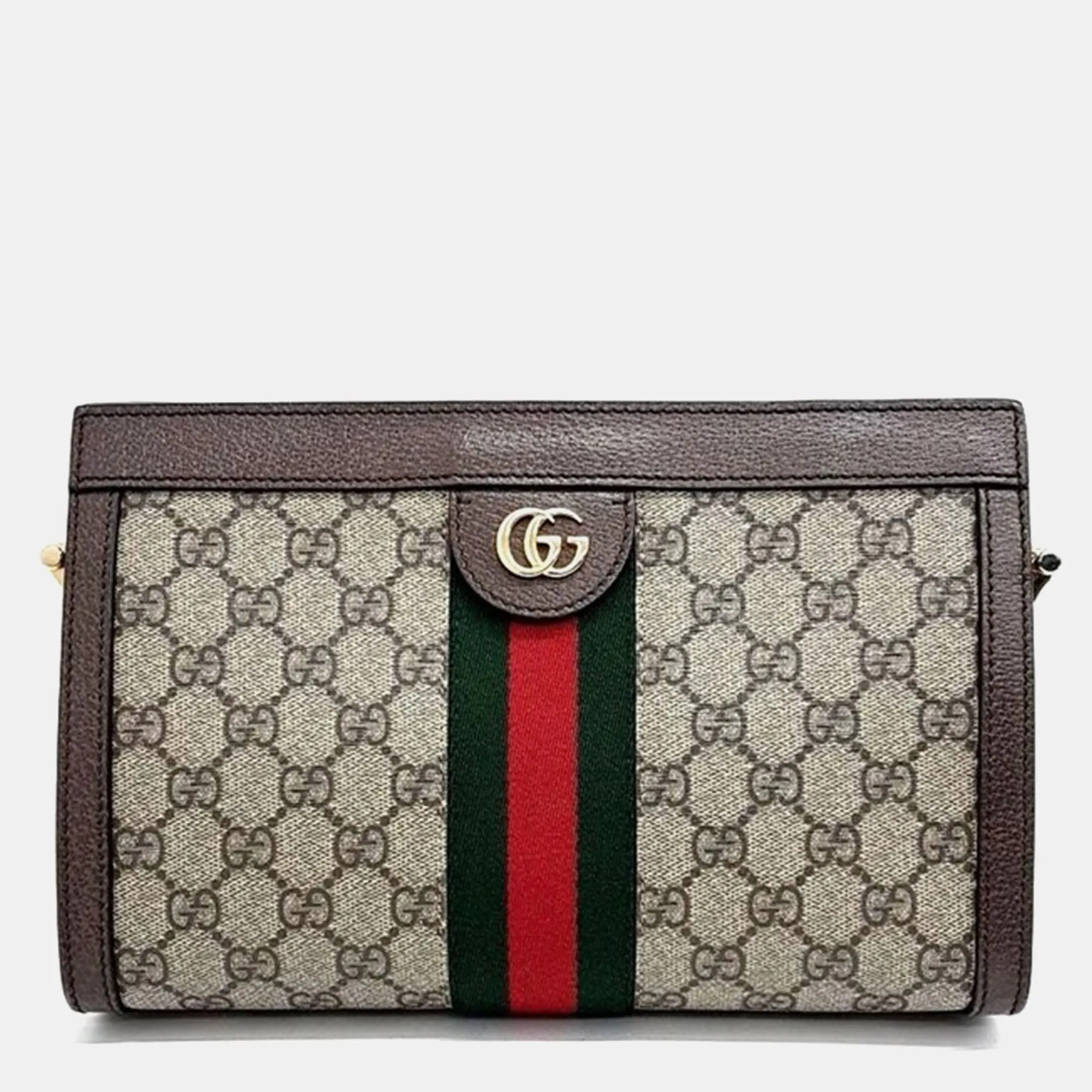 Beige Leather Ophidia GG Supreme Shoulder Bag
