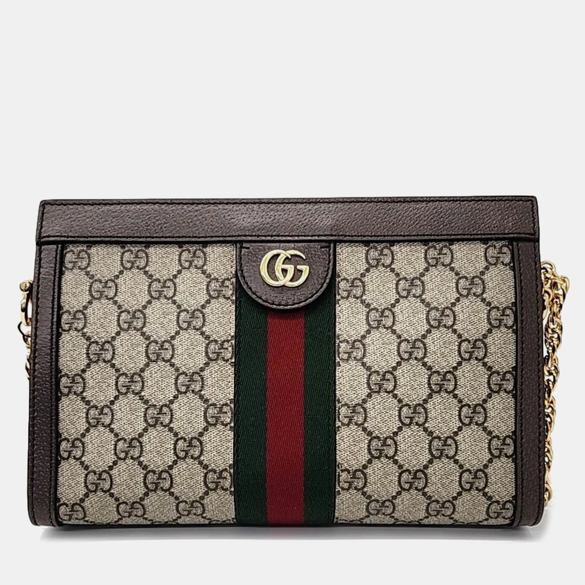 Beige Leather Ophidia GG Supreme Shoulder Bag