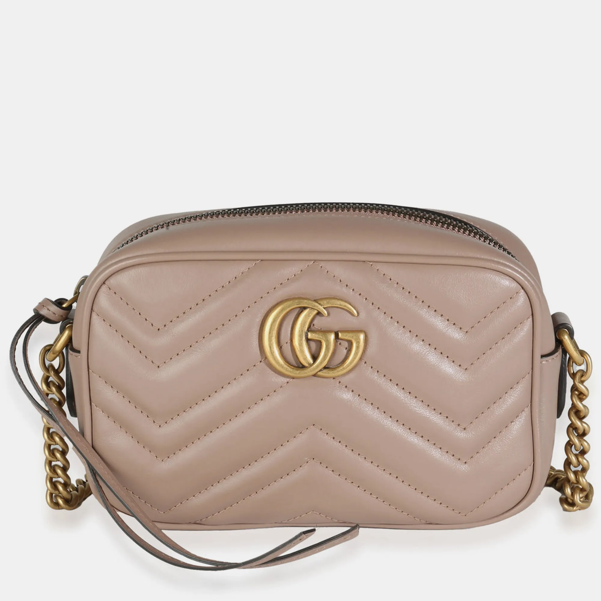 Beige Matelasse Calfskin Small GG Marmont Shoulder Bag Bag