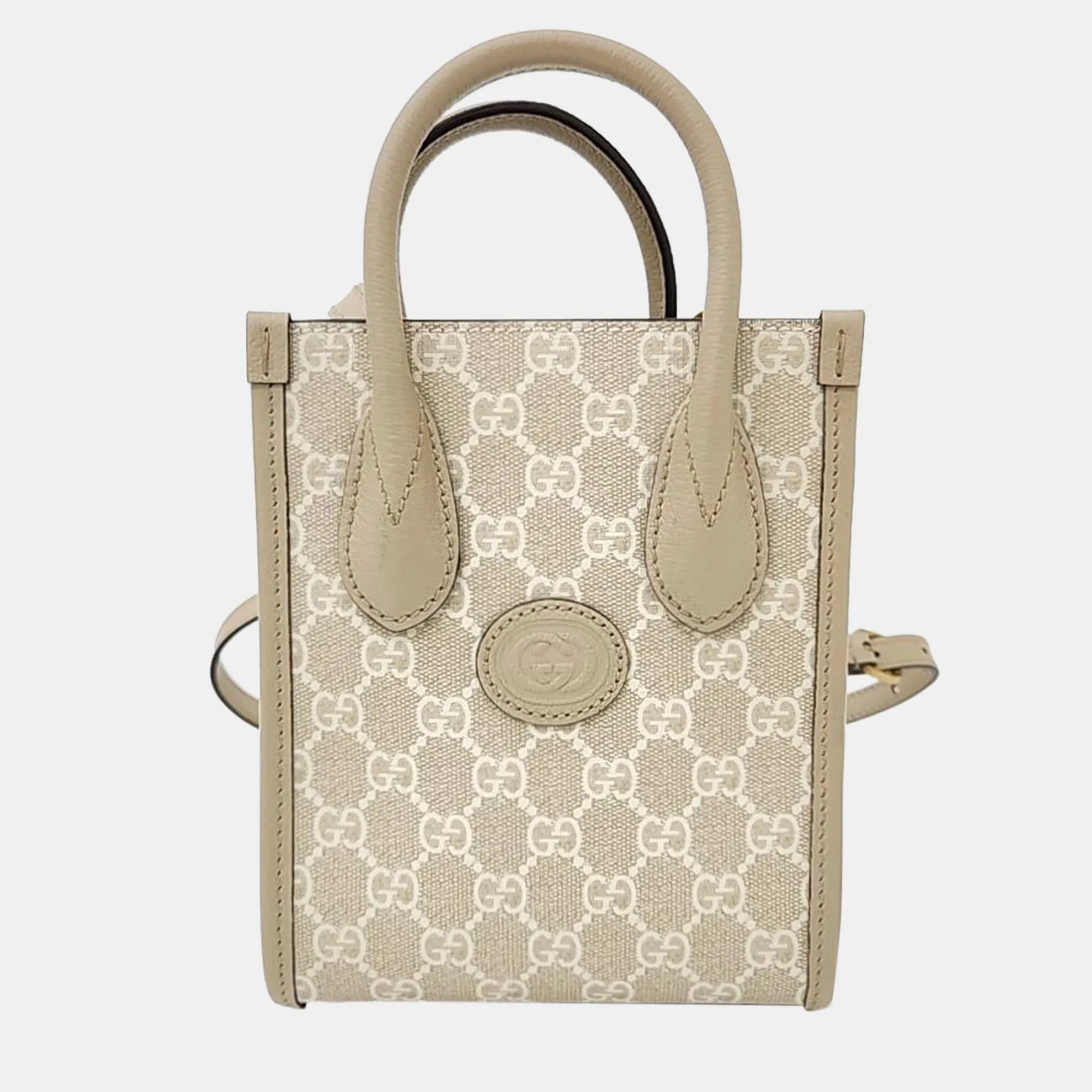 Beige Tone Interlocking G Mini Tote Bag (671623)