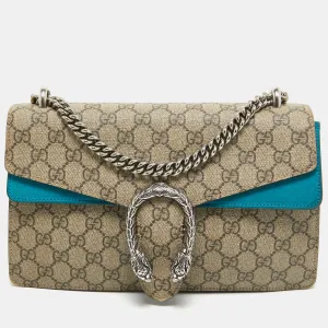 Beige/Blue GG Supreme Canvas and Suede Small Dionysus Shoulder Bag