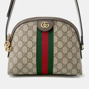 Beige/Brown Canvas Leather GG Supreme Ophidia Web Bag