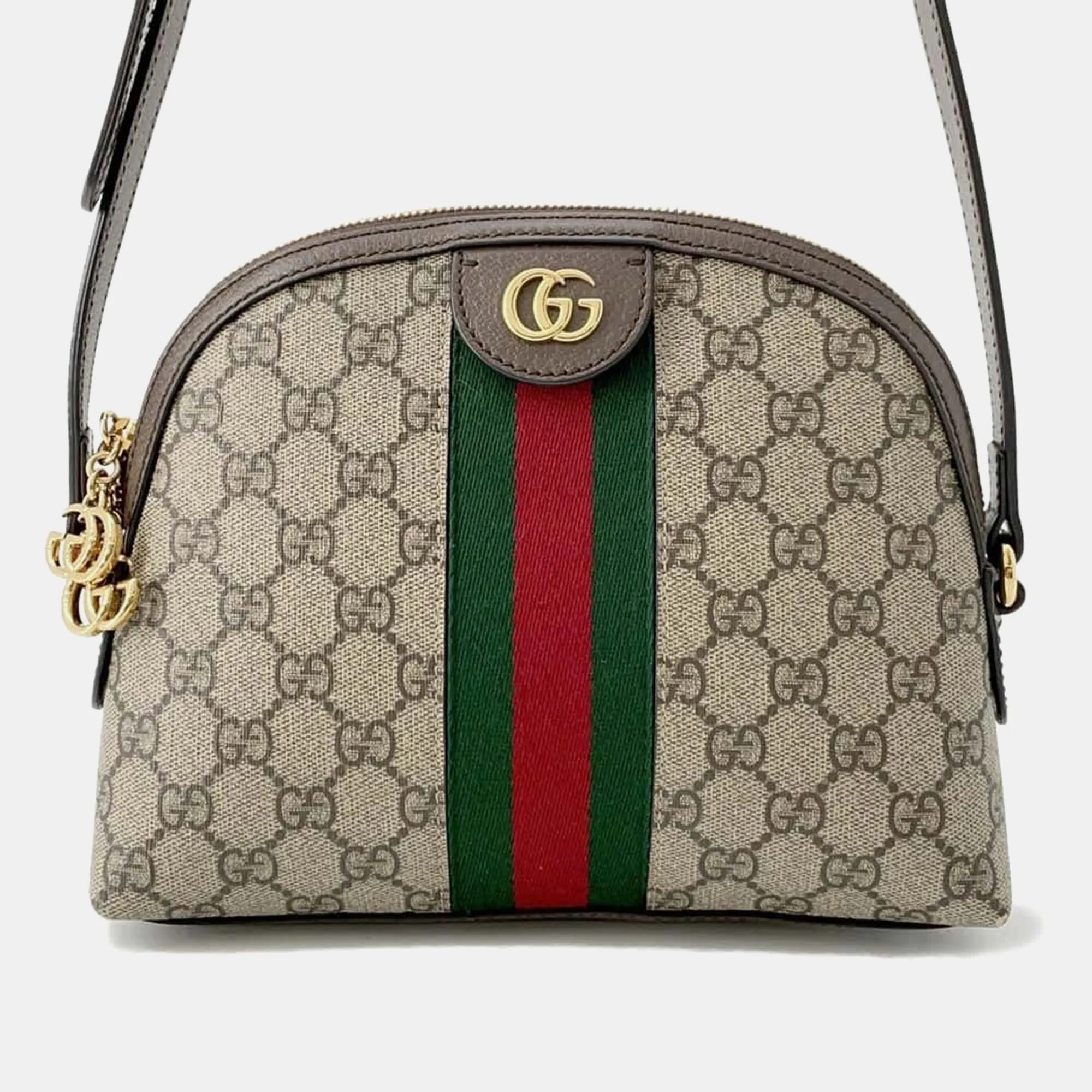 Beige/Brown Canvas Leather GG Supreme Ophidia Web Bag