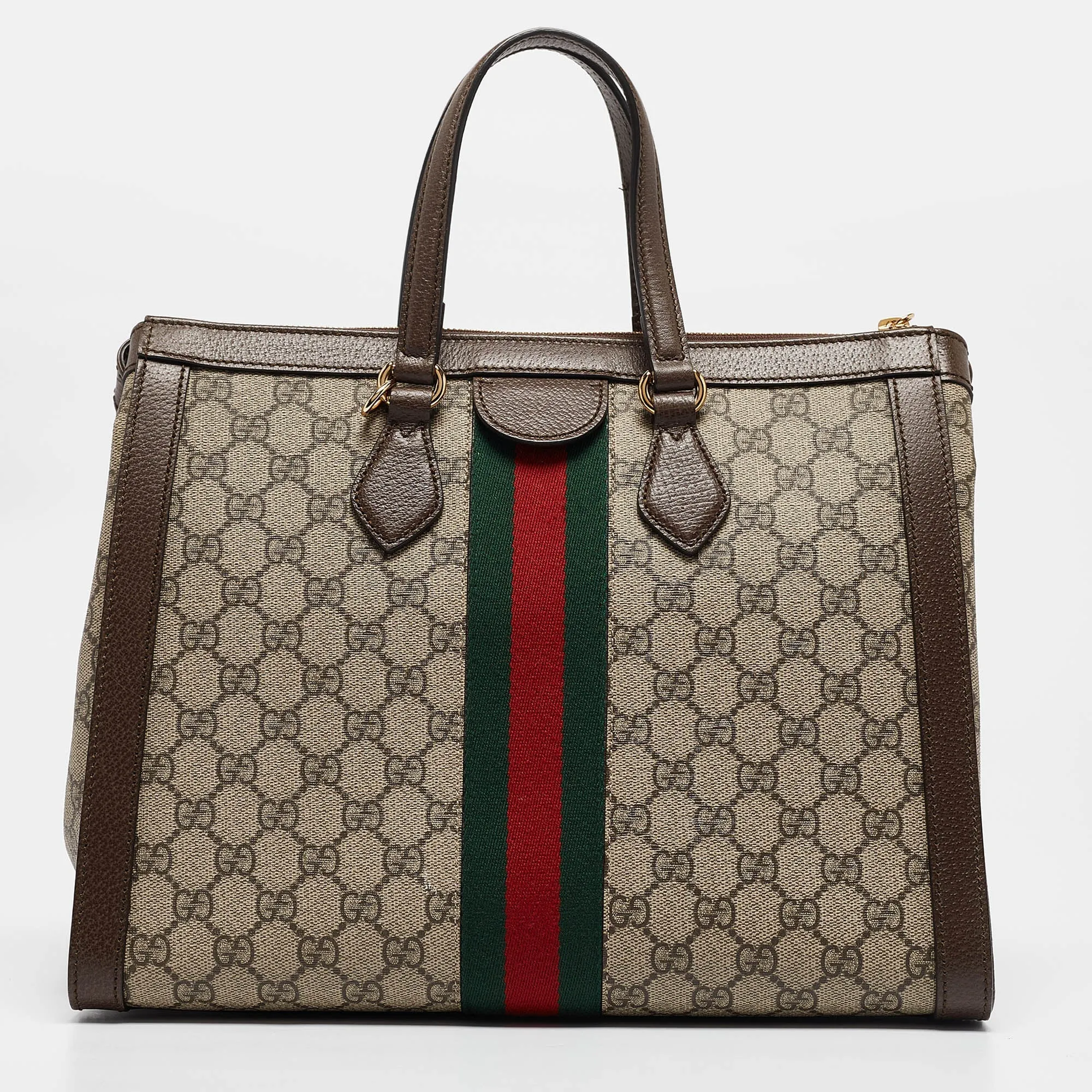 Beige/Brown GG Supreme Canvas and Leather Medium Ophidia Tote