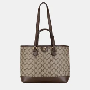 Beige/Brown GG Supreme Canvas Ophidia Tote Bag