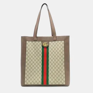 Beige/Brown GG Supreme Canvas Ophidia Tote Bag