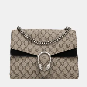 Beige/Brown Medium GG Supreme Dionysus Shoulder Bag