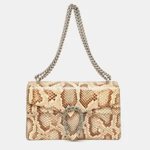Beige/Brown Python Small Dionysus Crystals Shoulder Bag