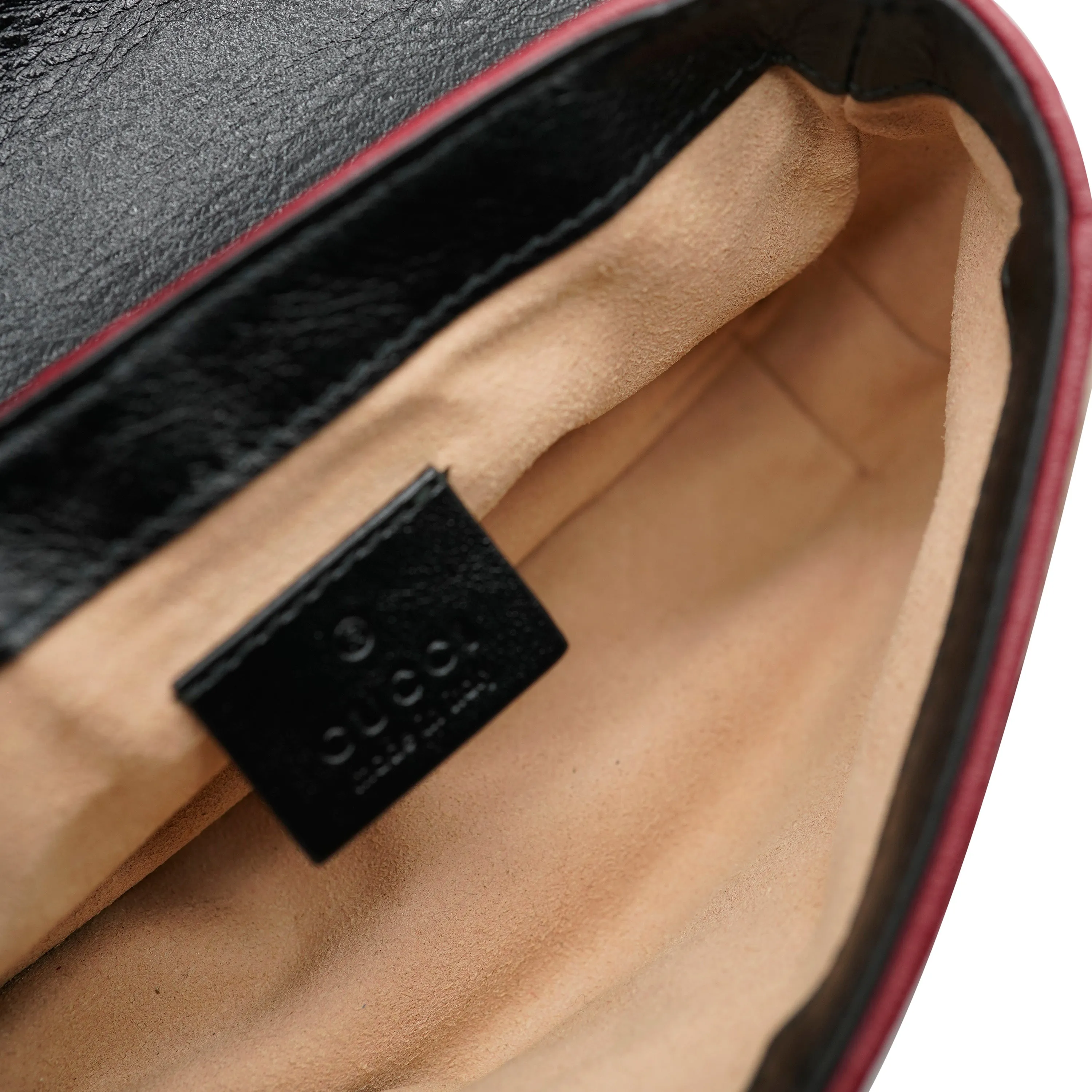 Black Beige Calfskin Torchon GG Marmont Super Mini Bag