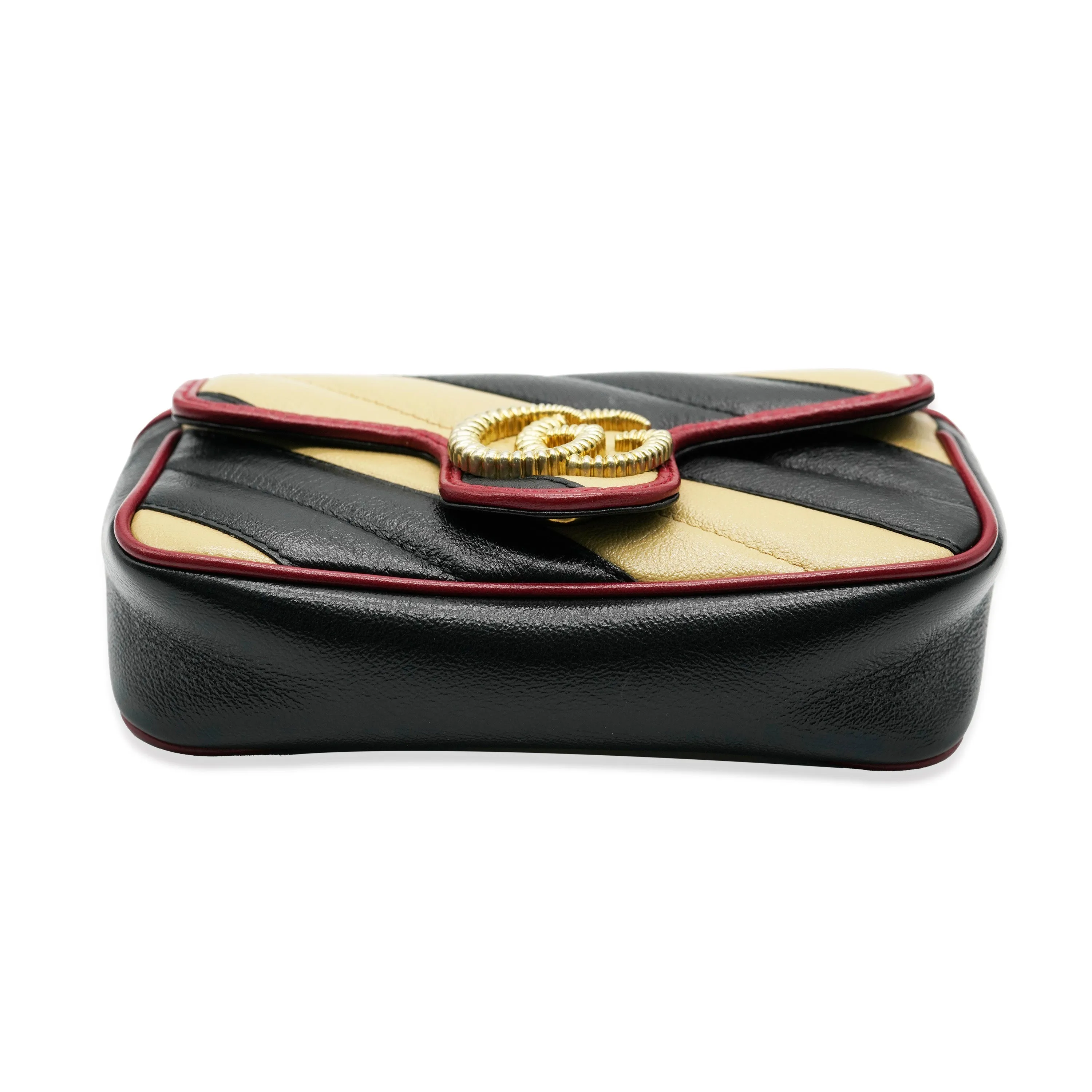Black Beige Calfskin Torchon GG Marmont Super Mini Bag