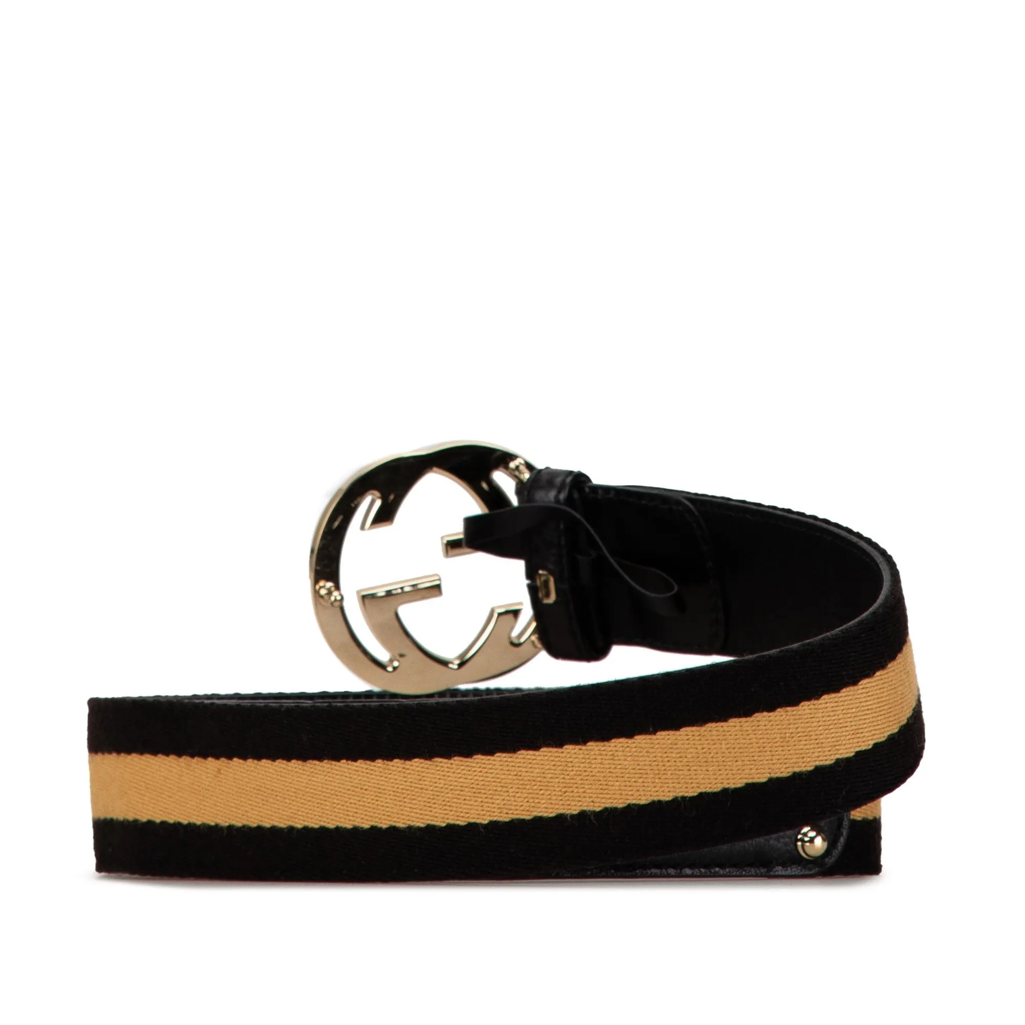 Black Gucci Canvas Interlocking G Web Belt