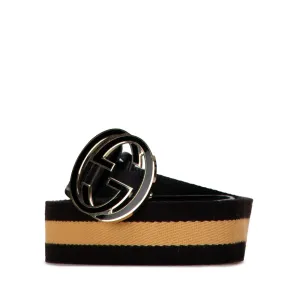 Black Gucci Canvas Interlocking G Web Belt