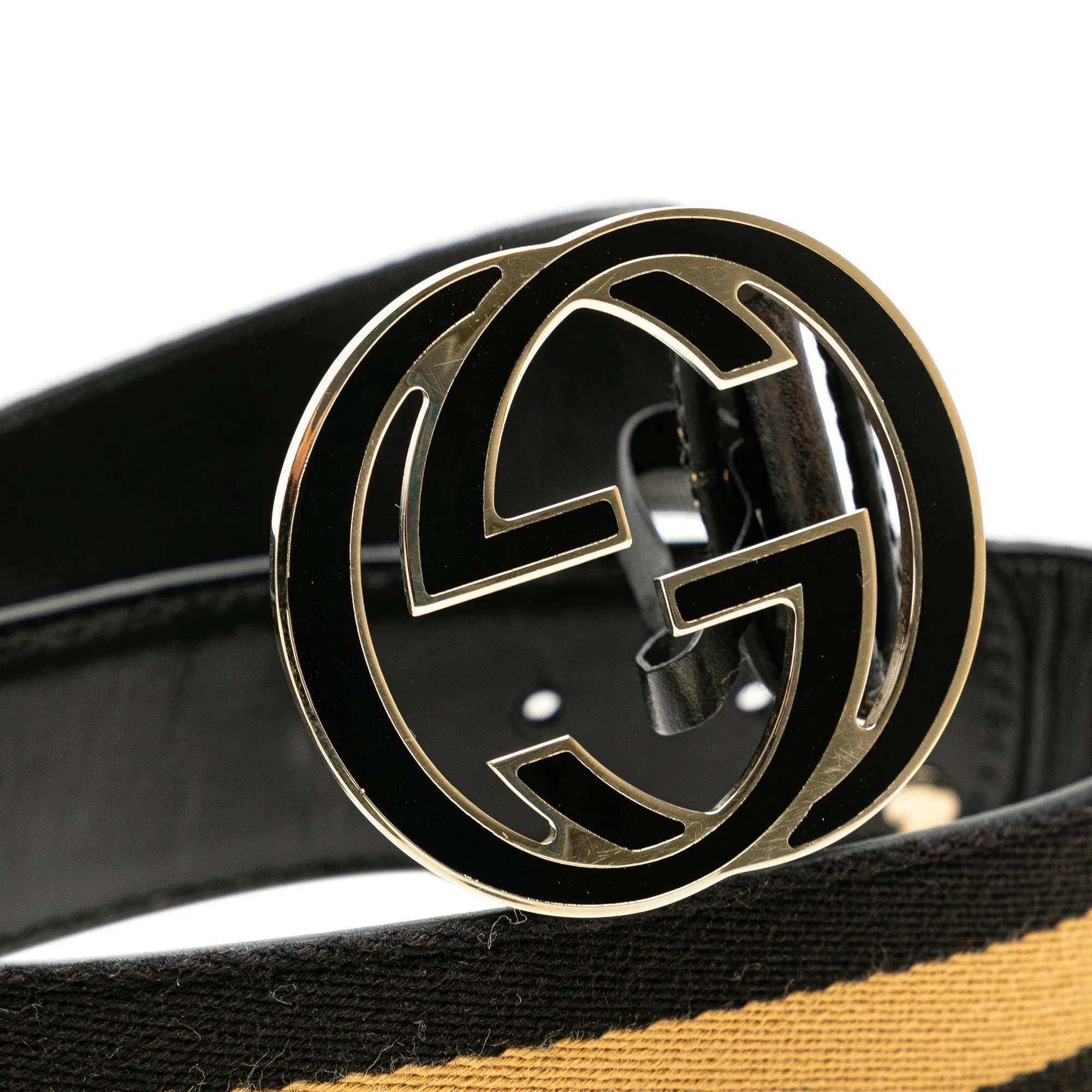 Black Gucci Canvas Interlocking G Web Belt