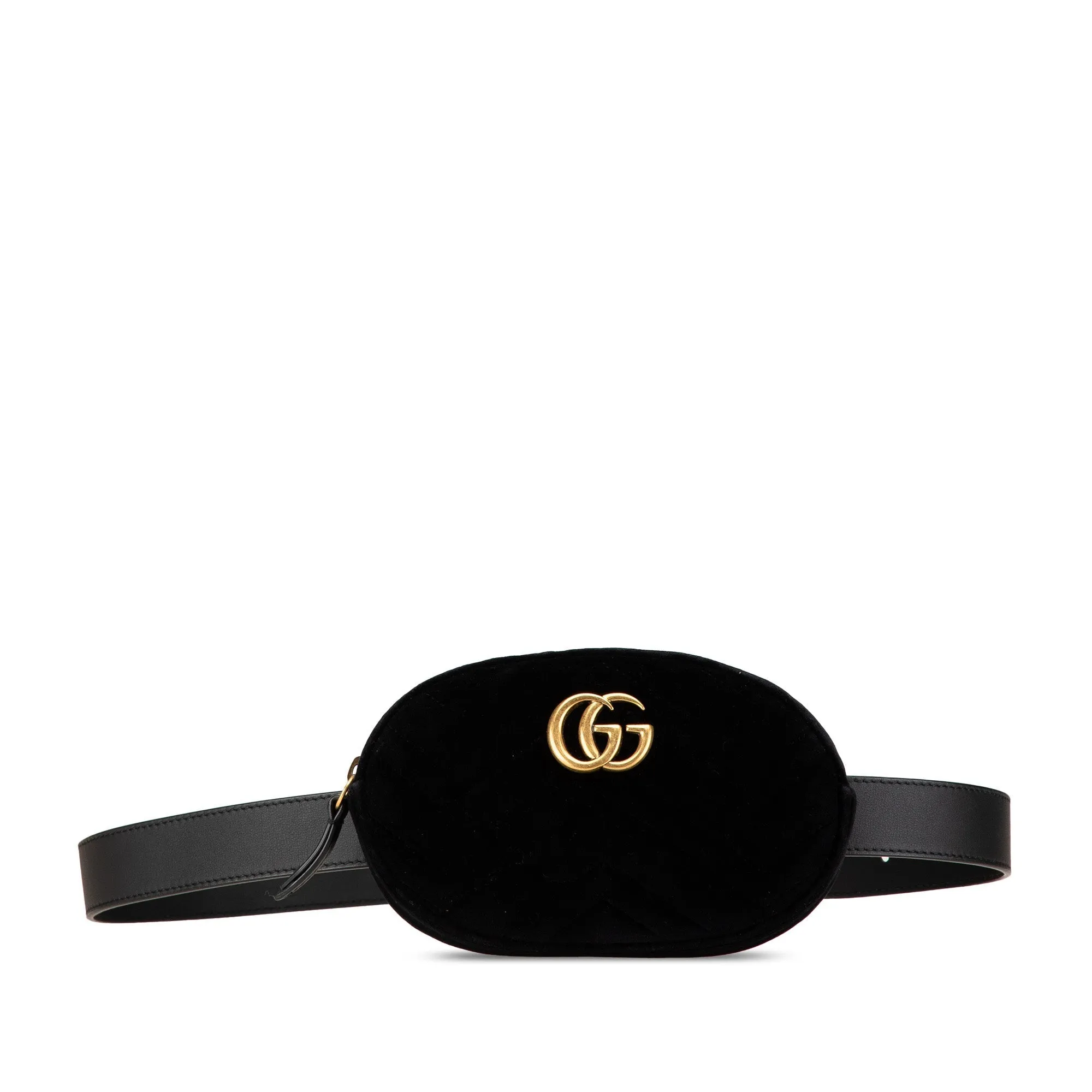 Black Gucci GG Marmont Matelasse Velvet Belt Bag
