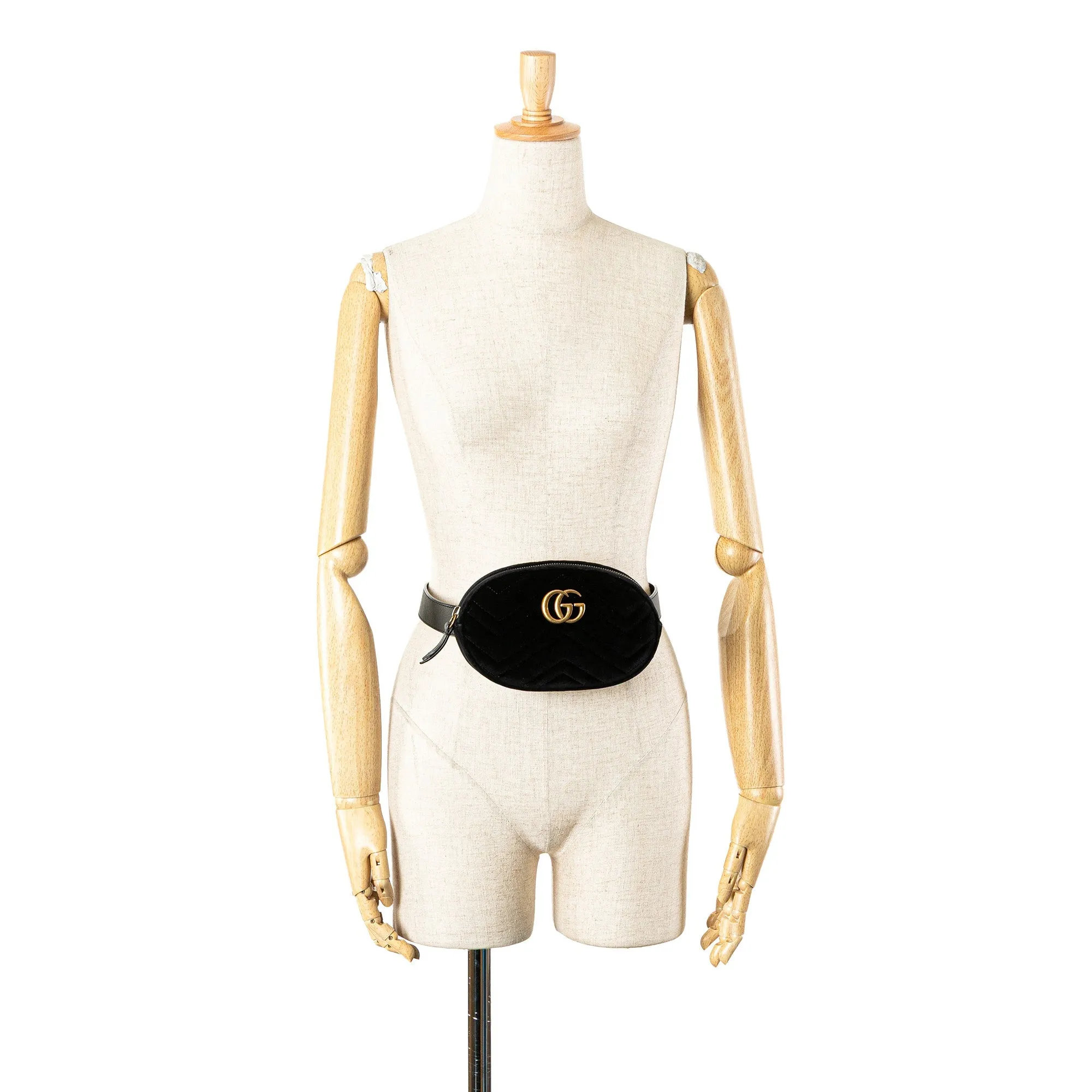 Black Gucci GG Marmont Matelasse Velvet Belt Bag