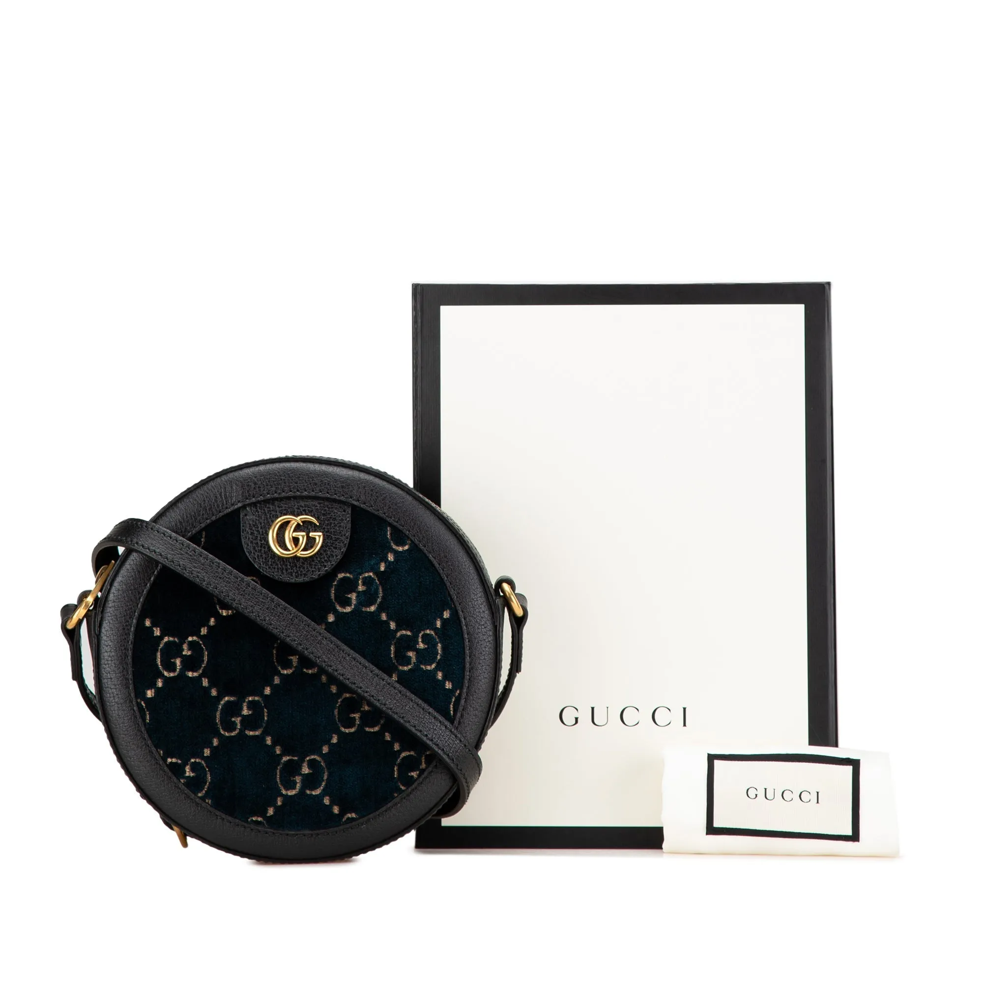 Black Gucci GG Velvet Ophidia Round Crossbody