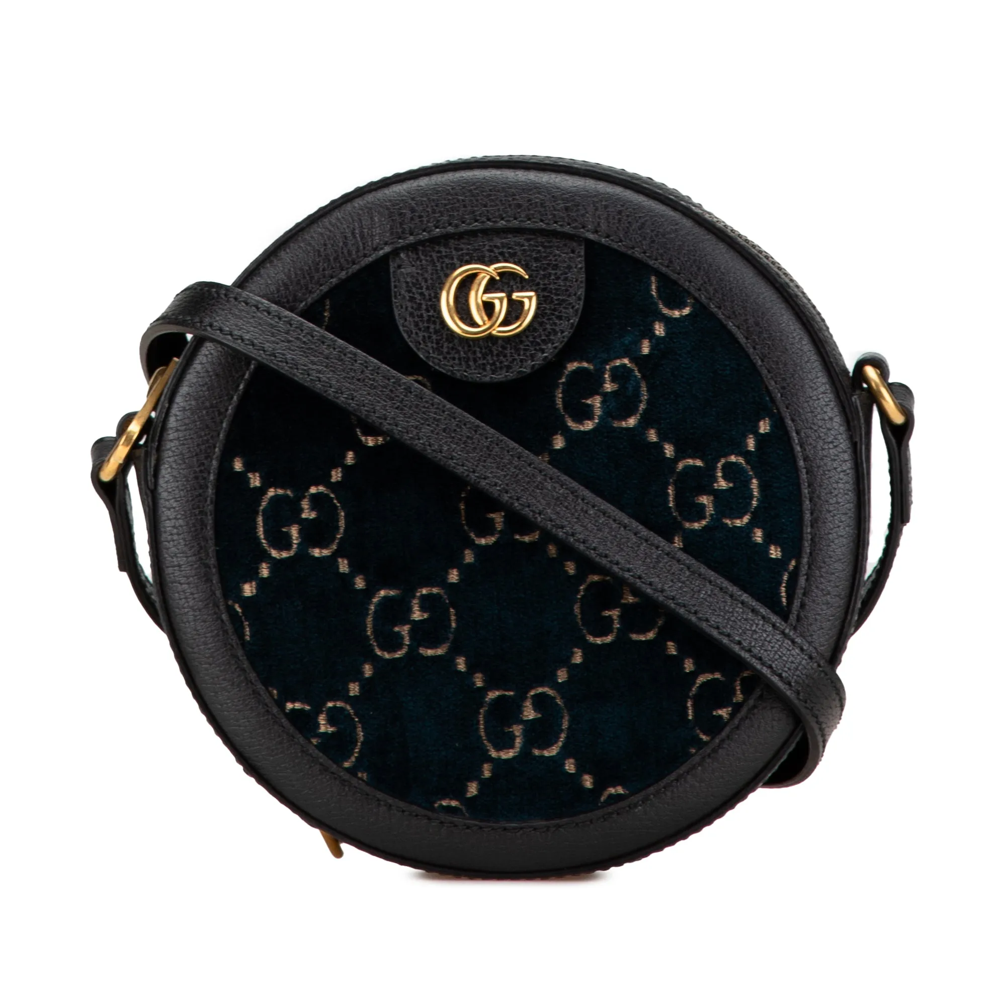 Black Gucci GG Velvet Ophidia Round Crossbody