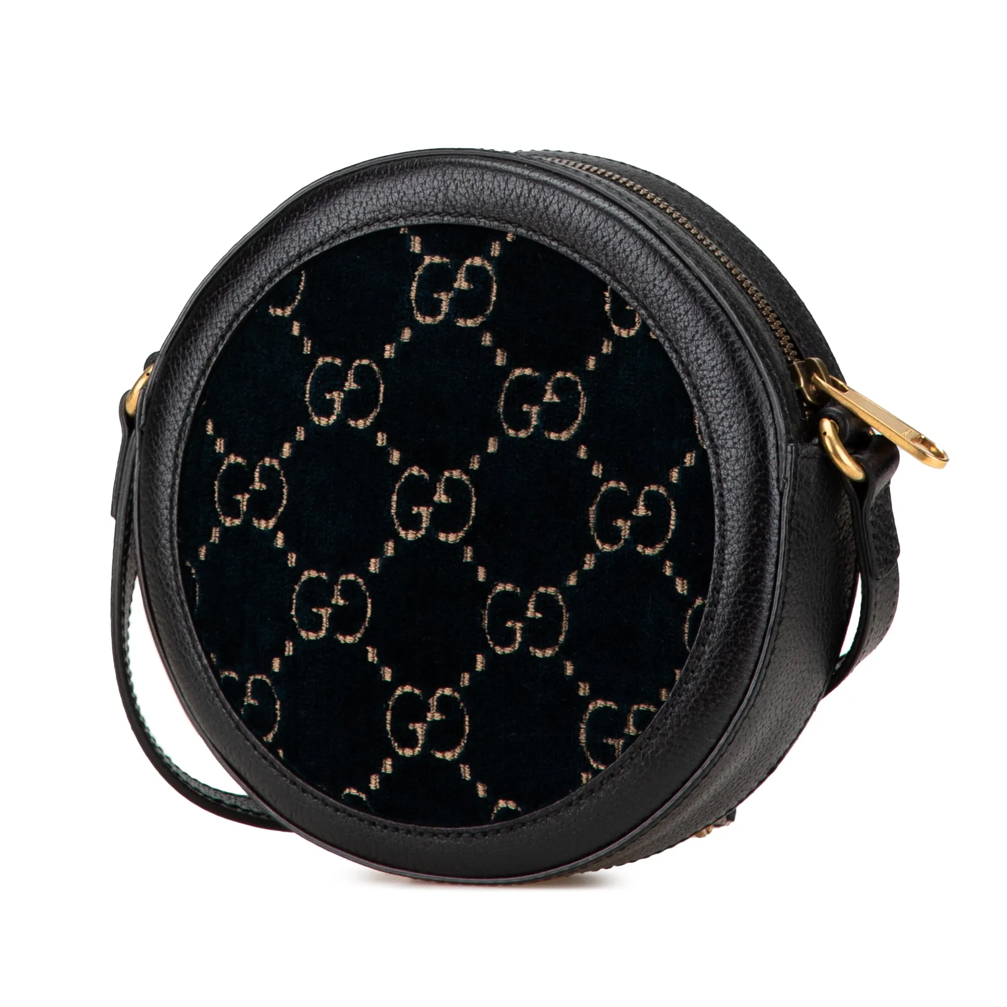 Black Gucci GG Velvet Ophidia Round Crossbody