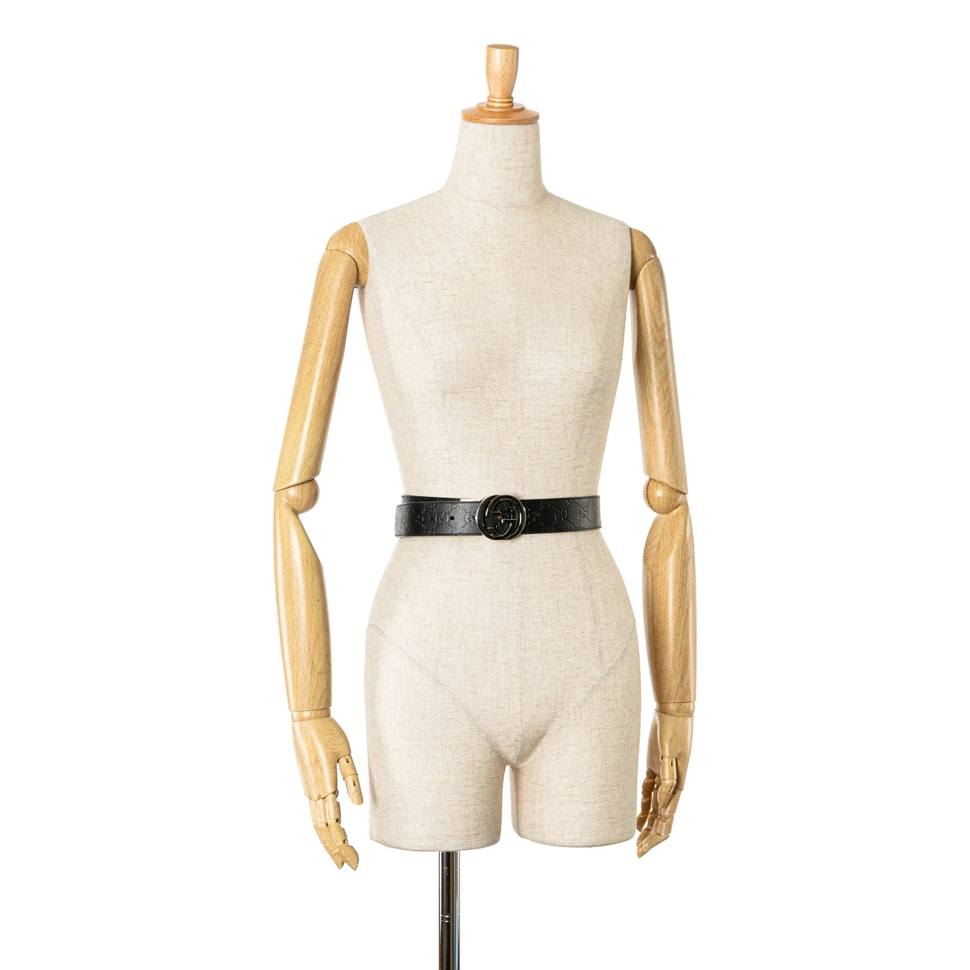 Black Gucci Guccissima Interlocking G Reversible Belt