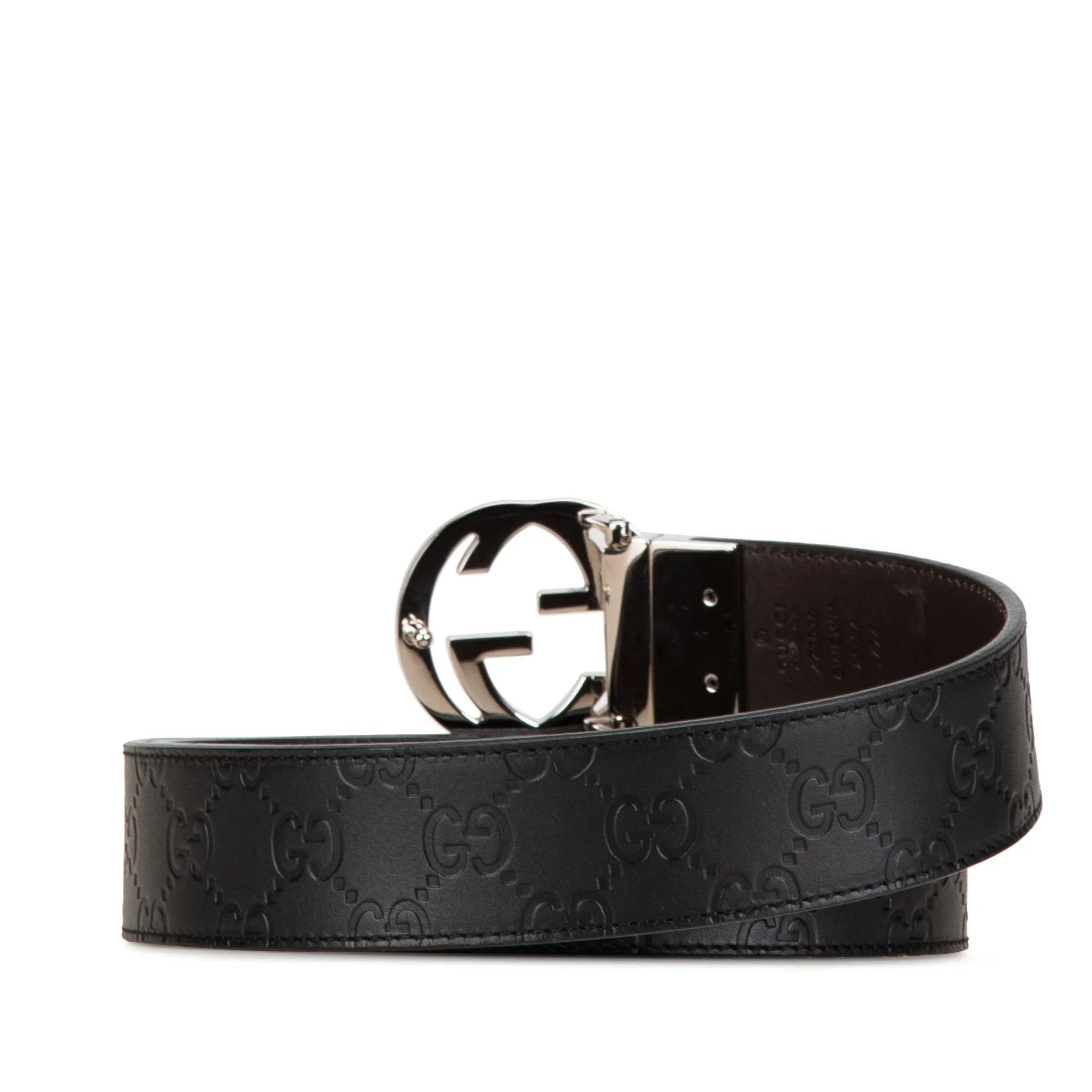 Black Gucci Guccissima Interlocking G Reversible Belt