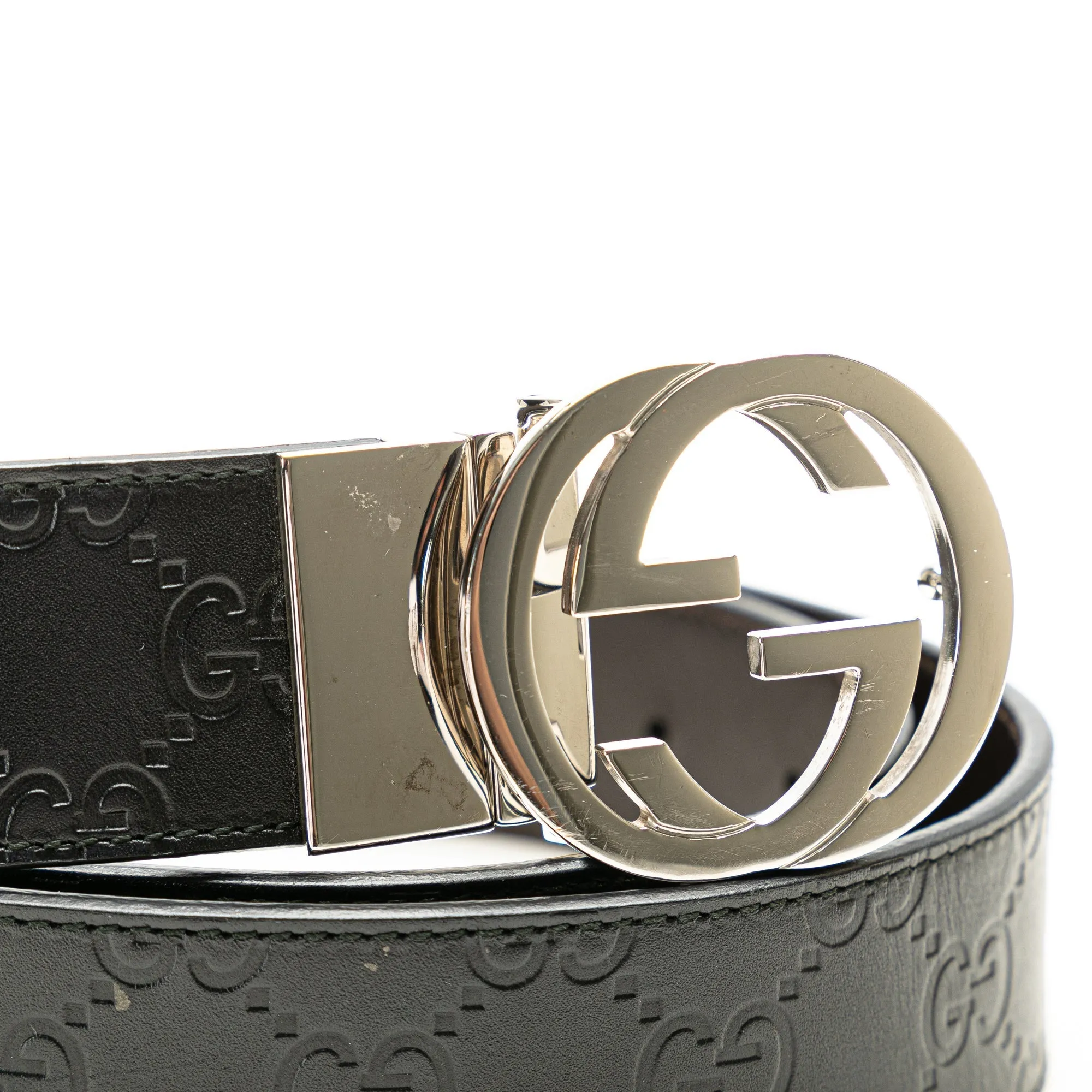 Black Gucci Guccissima Interlocking G Reversible Belt