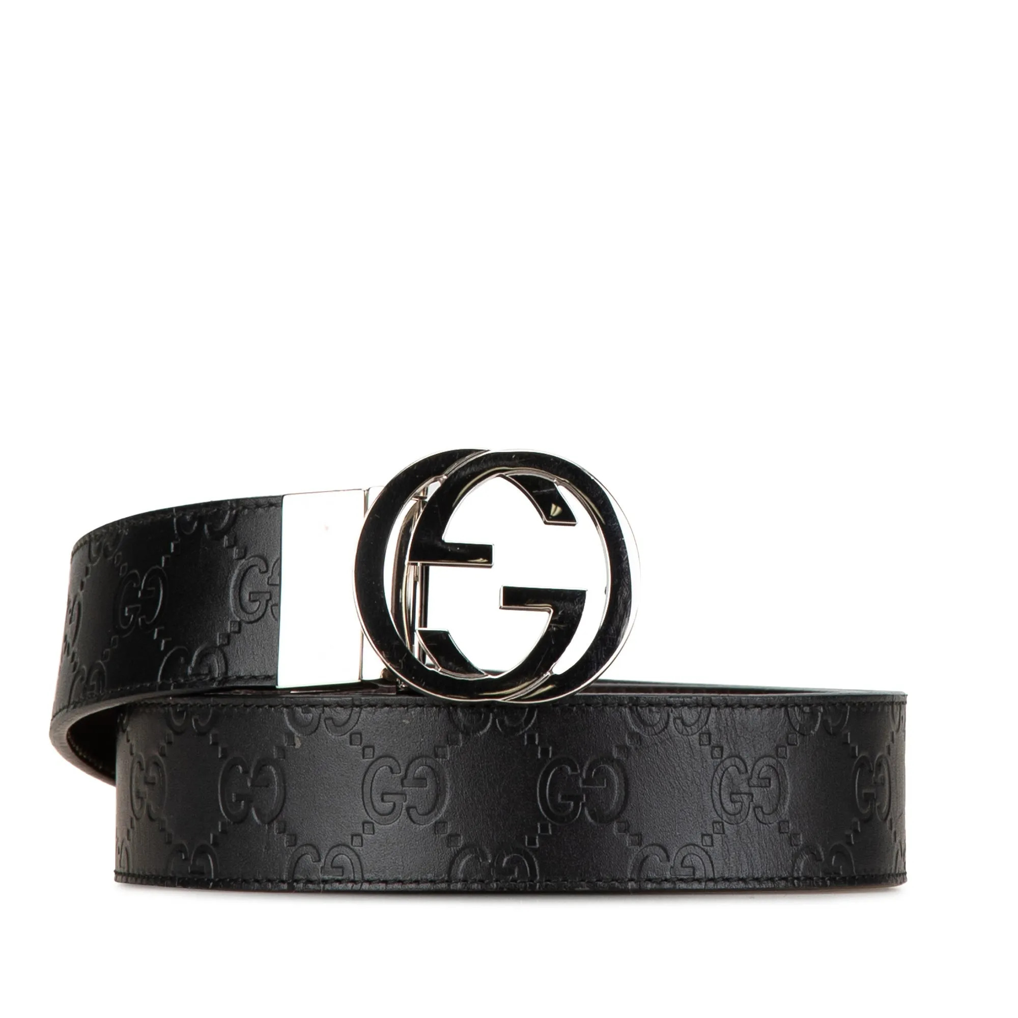 Black Gucci Guccissima Interlocking G Reversible Belt
