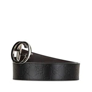 Black Gucci Guccissima Interlocking G Reversible Belt