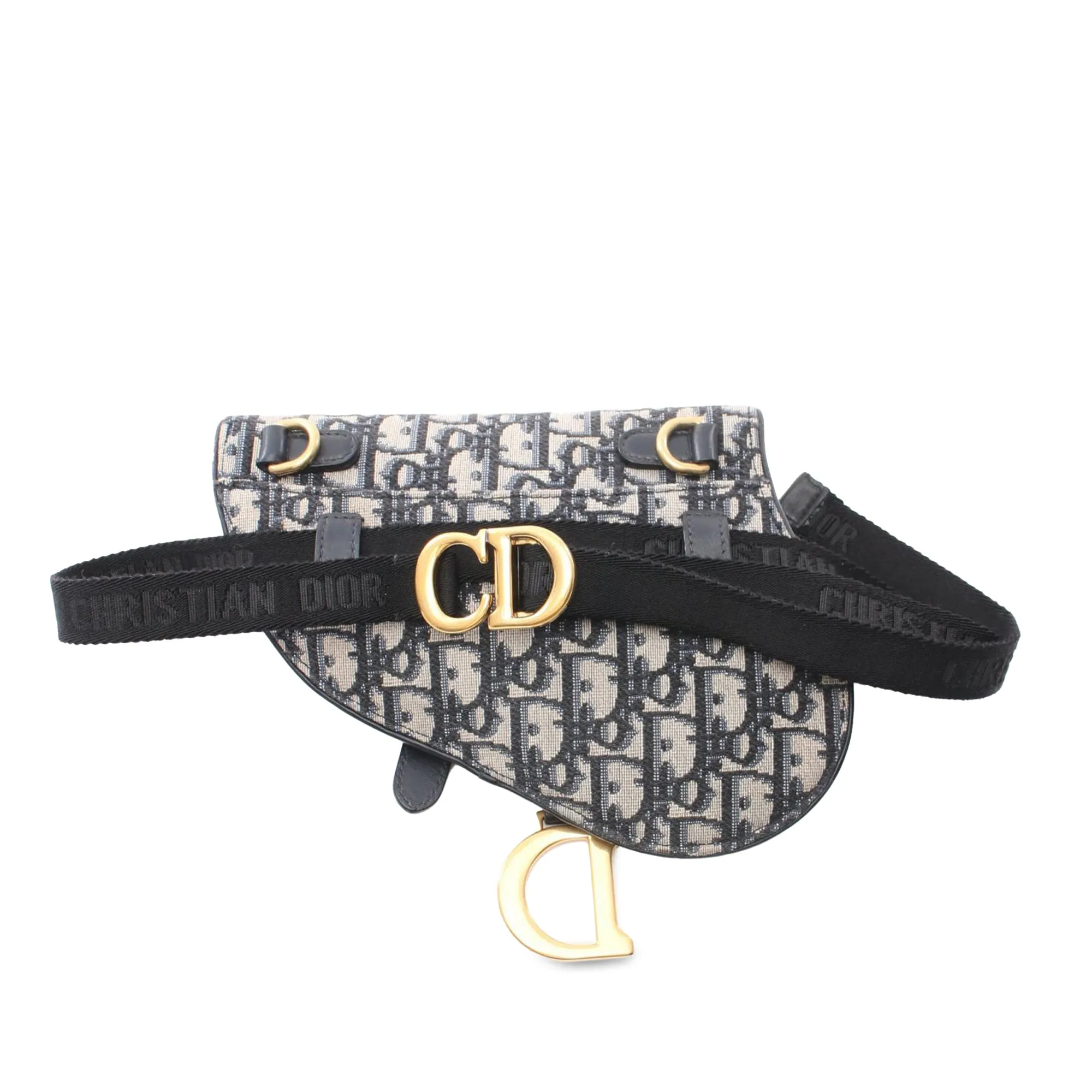 Blue Dior Oblique Canvas Saddle Belt Bag