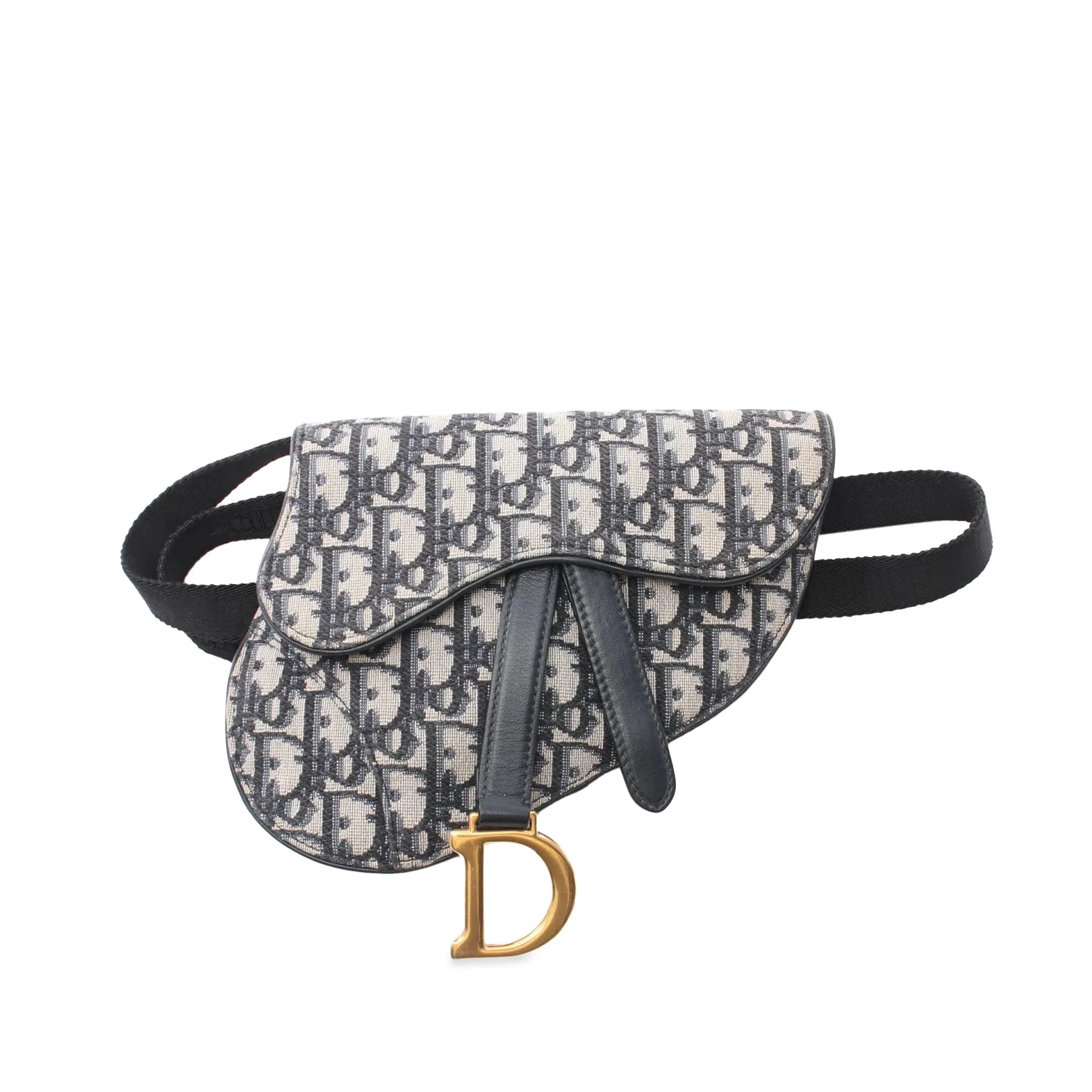Blue Dior Oblique Canvas Saddle Belt Bag