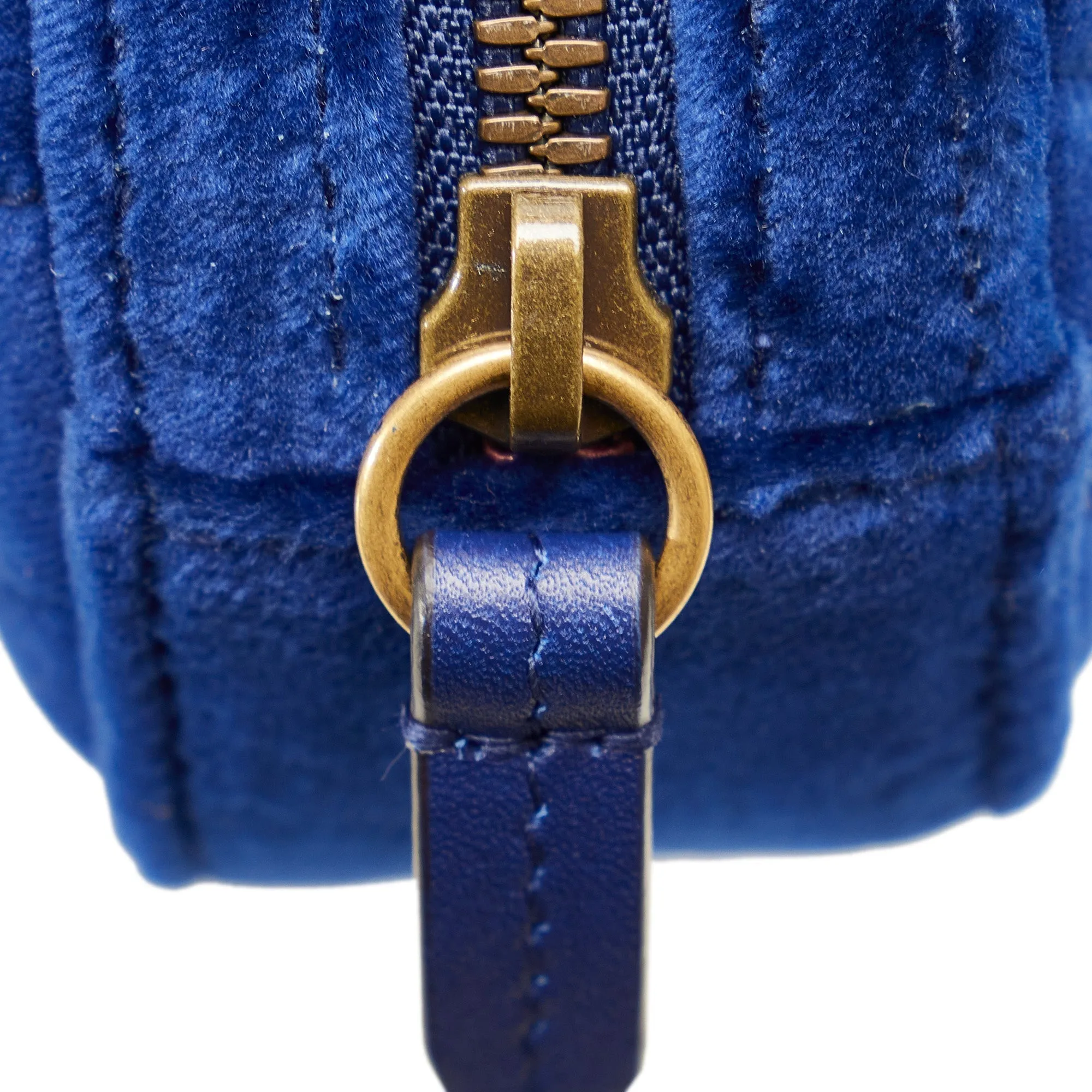 Blue Gucci Velvet GG Marmont Matelasse Belt Bag