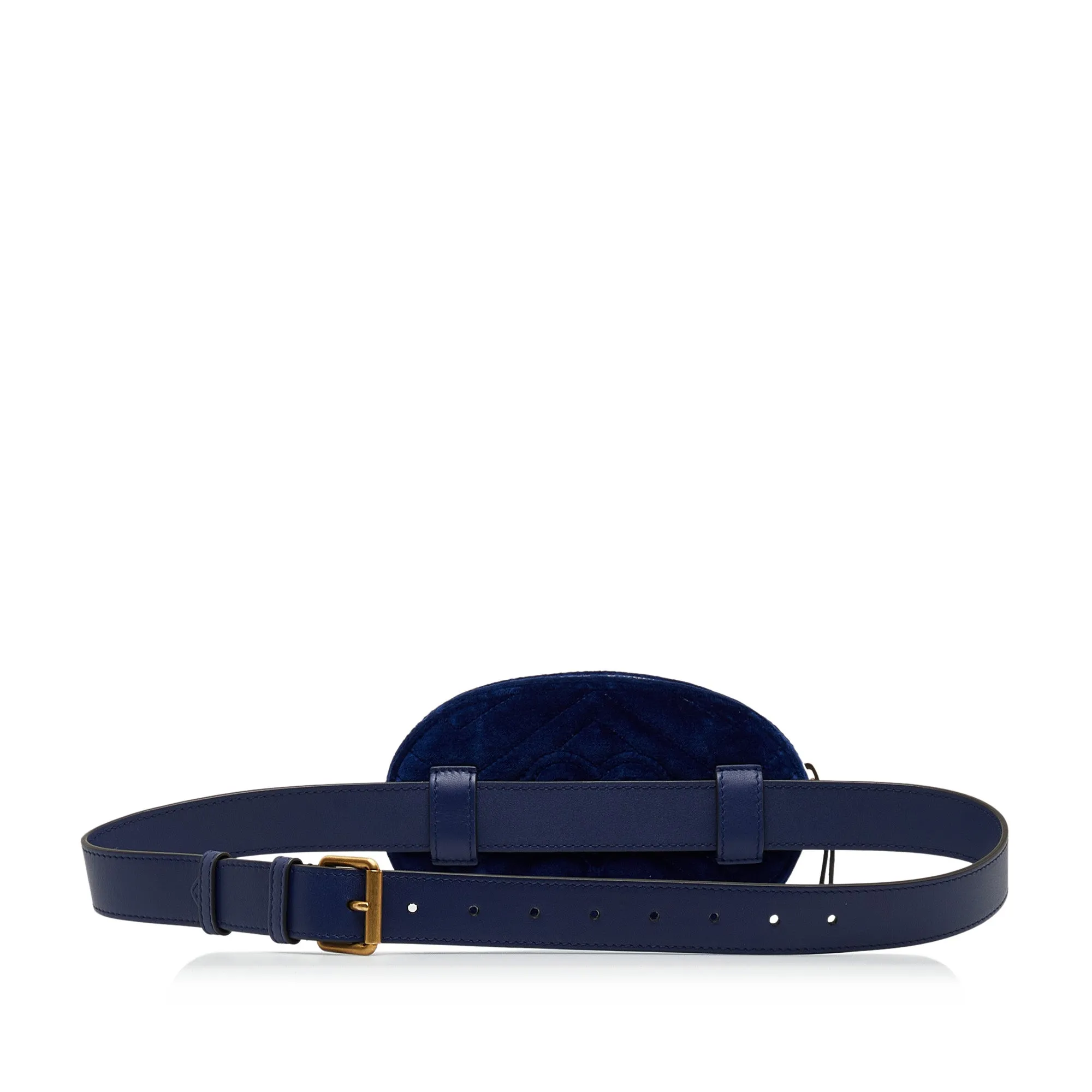 Blue Gucci Velvet GG Marmont Matelasse Belt Bag