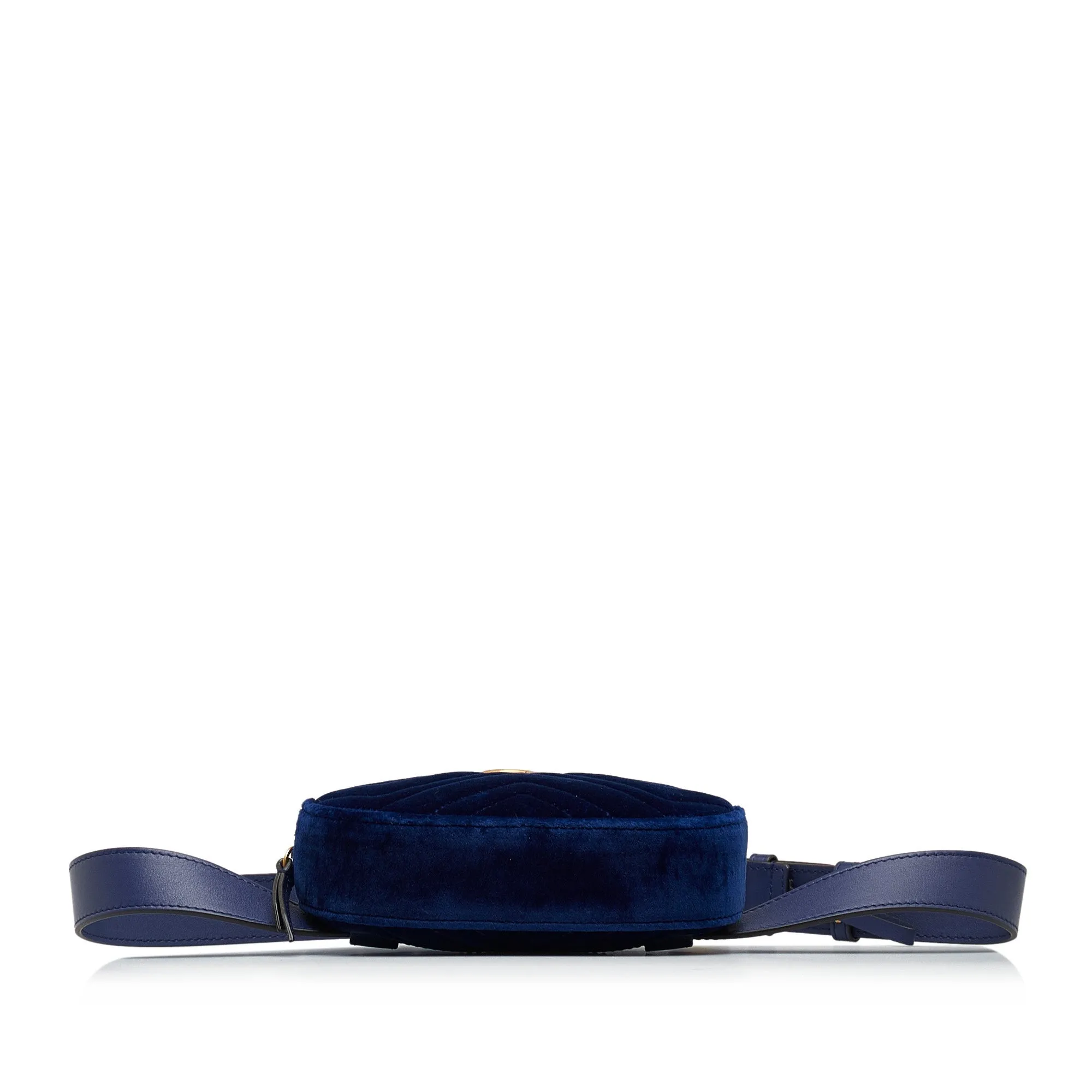 Blue Gucci Velvet GG Marmont Matelasse Belt Bag