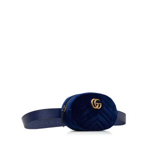 Blue Gucci Velvet GG Marmont Matelasse Belt Bag