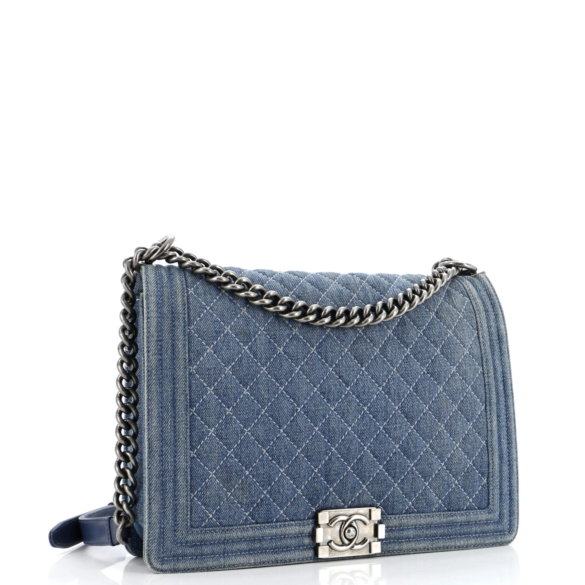 Chanel Boy Flap Bag Quilted Denim Large