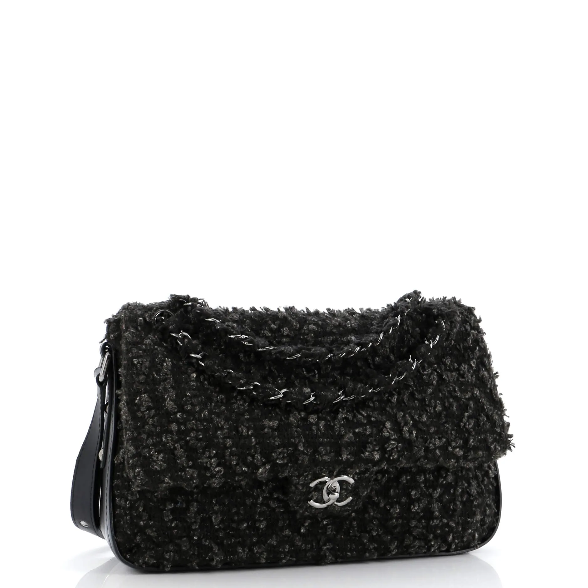 Chanel Cc Lock Flap Messenger Bag Tweed