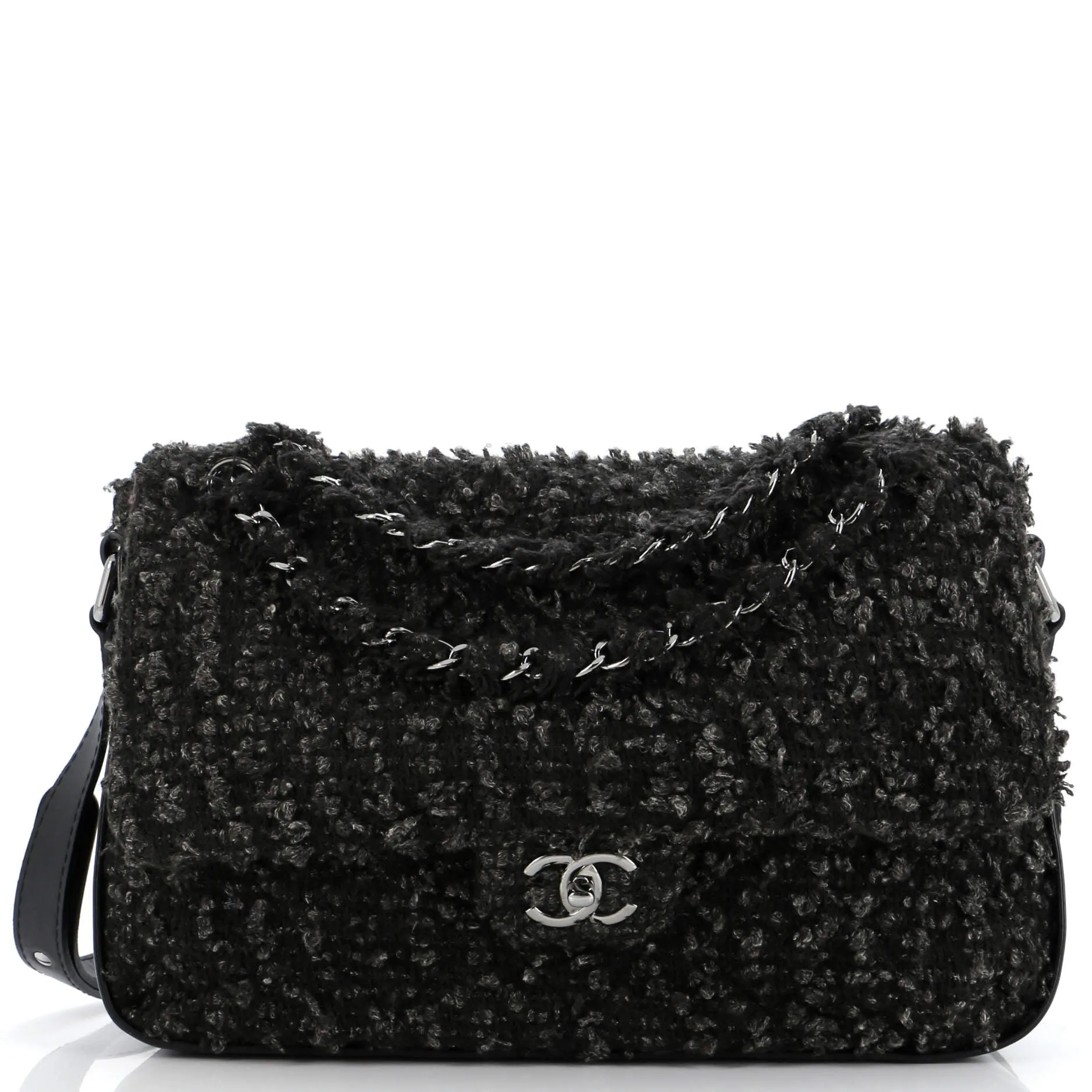 Chanel Cc Lock Flap Messenger Bag Tweed