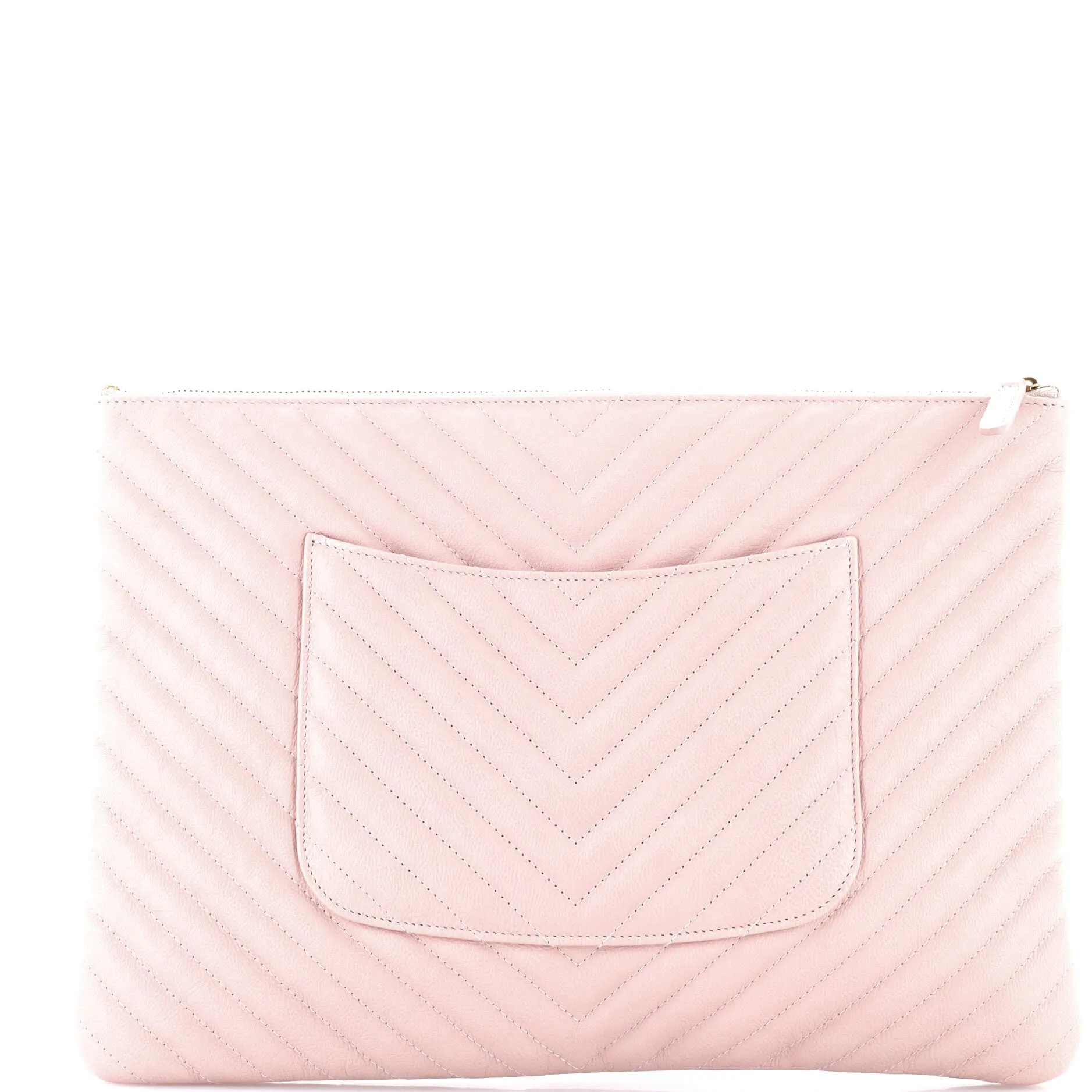 Chanel O Case Clutch Chevron Calfskin