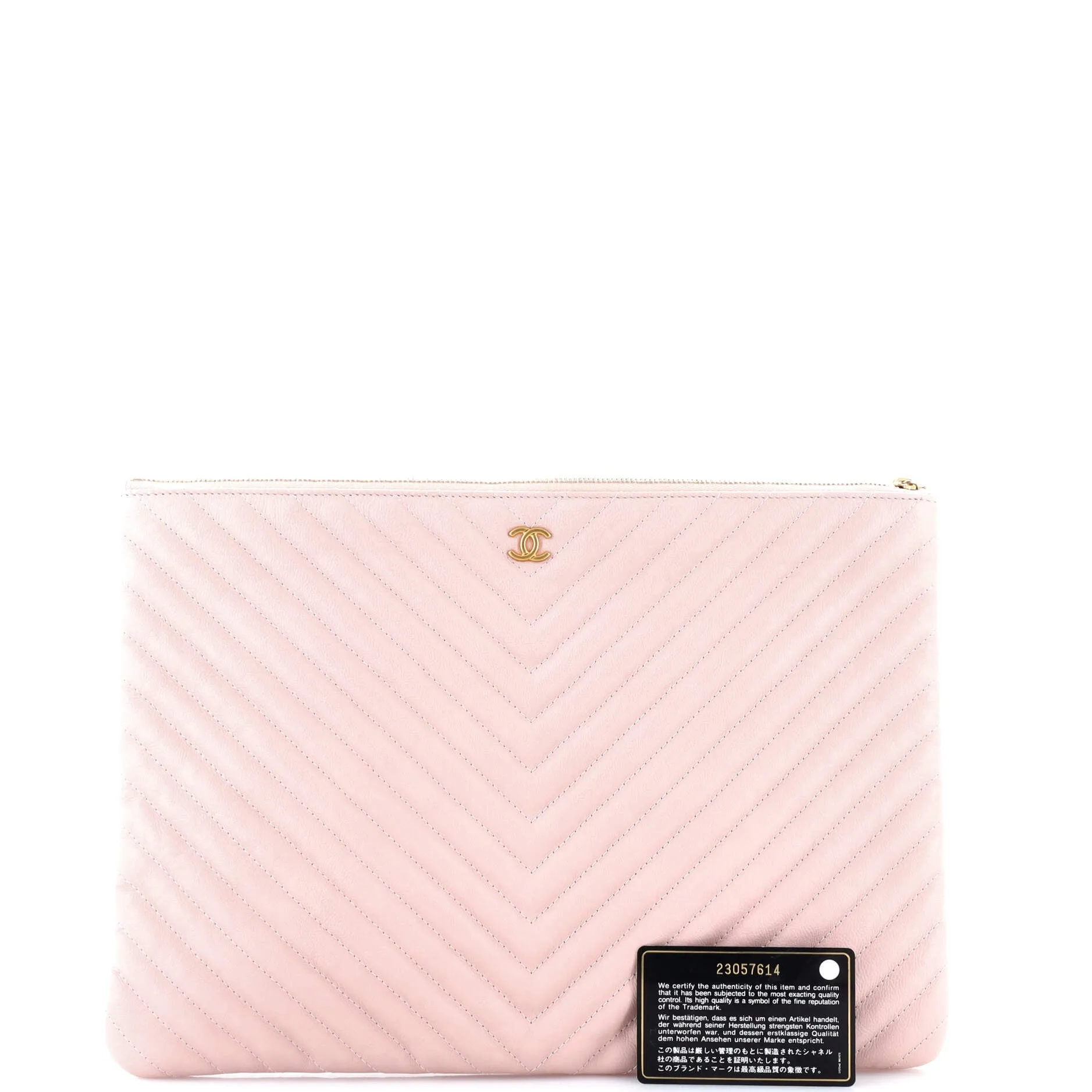 Chanel O Case Clutch Chevron Calfskin